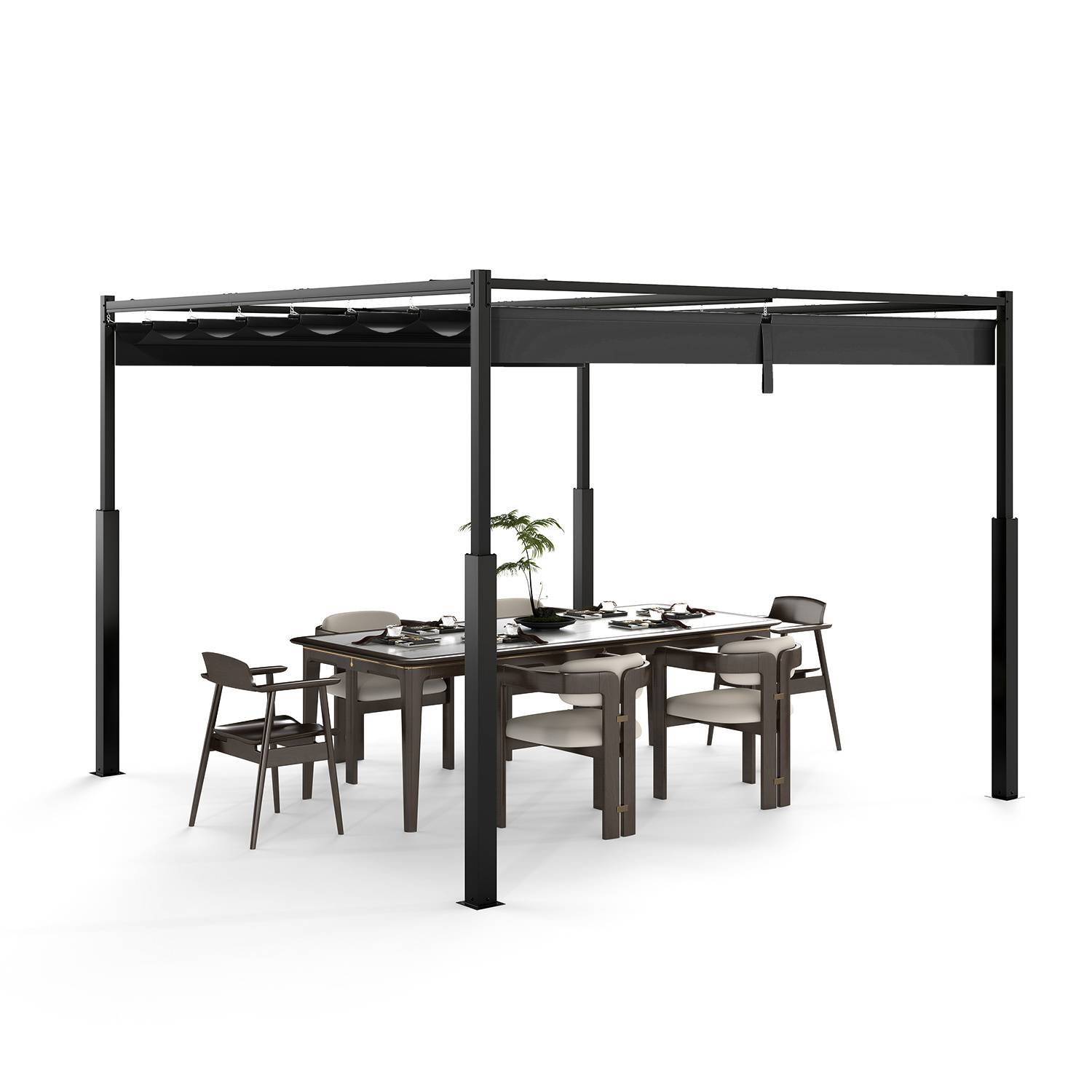 Pergola Gartenpavillon Terrassenueberdachung Sonnenschutz Garten Anthrazit 3 x 3 m