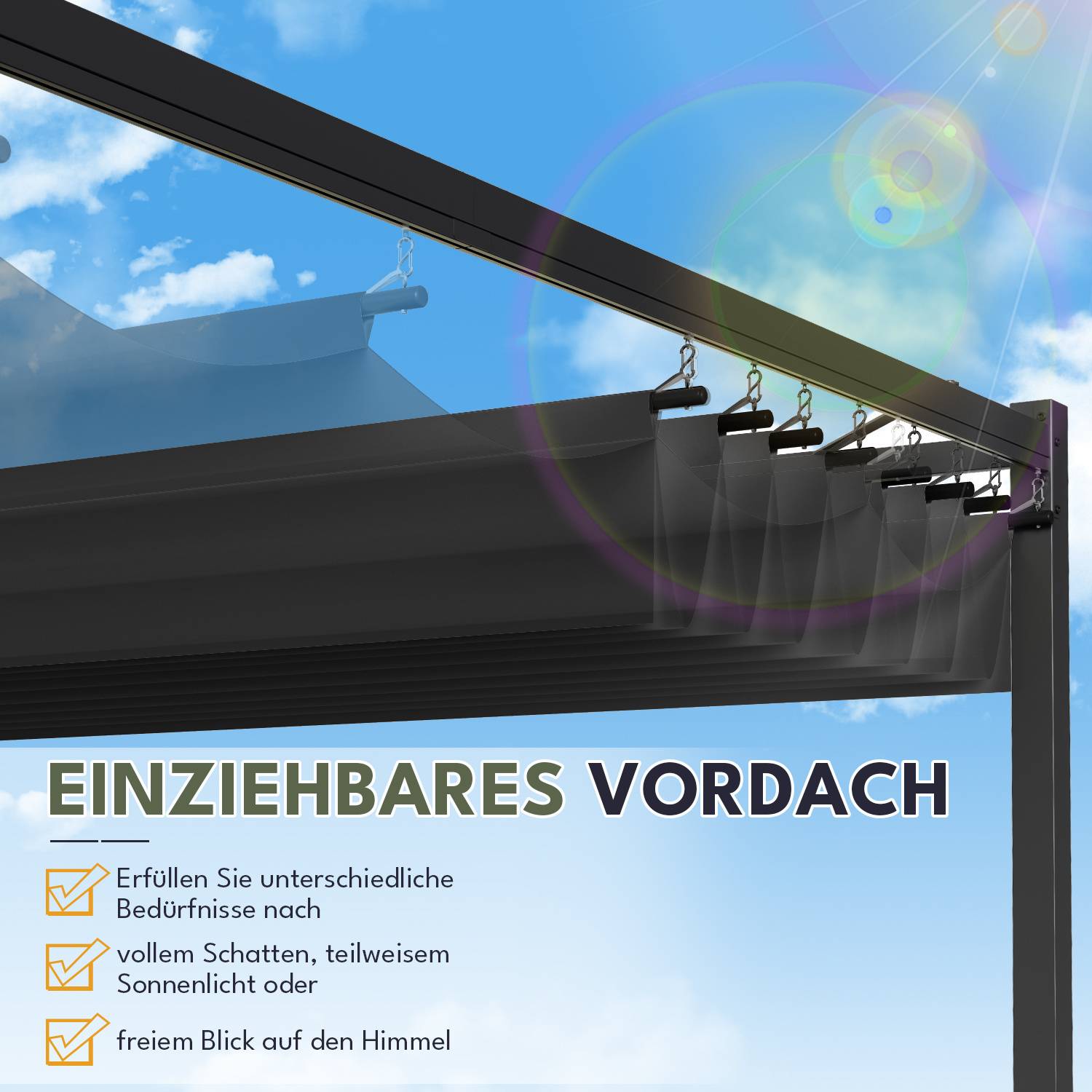 Pergola Gartenpavillon Terrassenueberdachung Sonnenschutz Garten Anthrazit 3 x 3 m