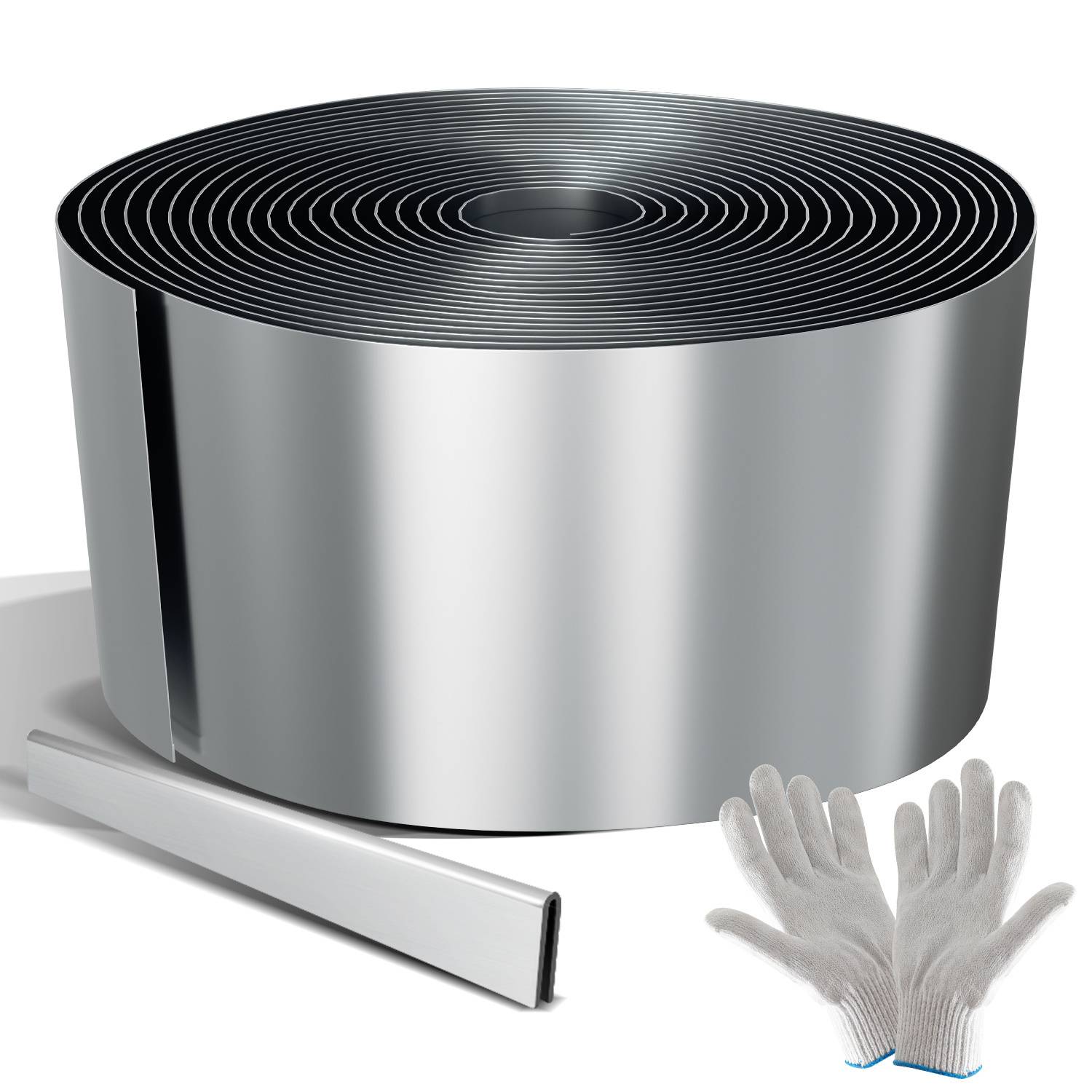 Rasenkante 15 cm x 10 m Trennrand Beet Zaun Flexibel Pflanzenschutz Garten Einfassung Silber