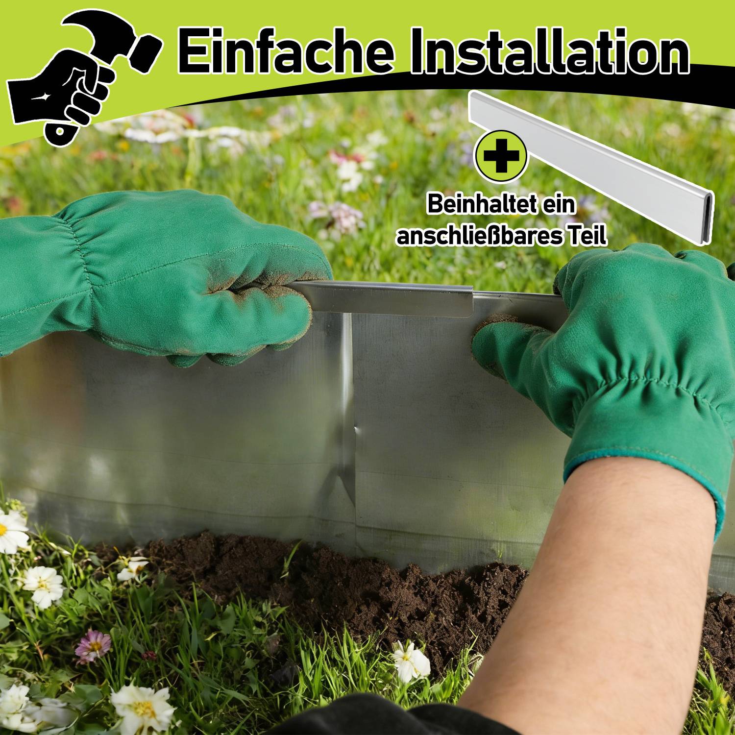 Rasenkante 15 cm x 50 m Trennrand Beet Zaun Flexibel Pflanzenschutz Garten Einfassung Silber