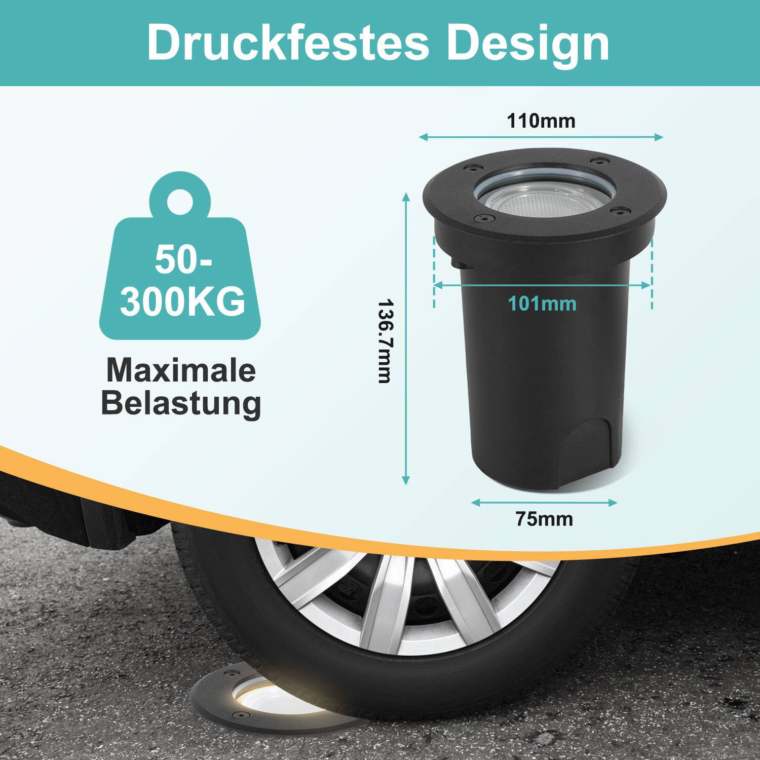 12x 3W Bodenleuchte Schwenkbar IP65 Außen LED Bodeneinbaustrahler Bodenstrahler Bodenlampe Neutralweiß - Schwarz Gehäuse