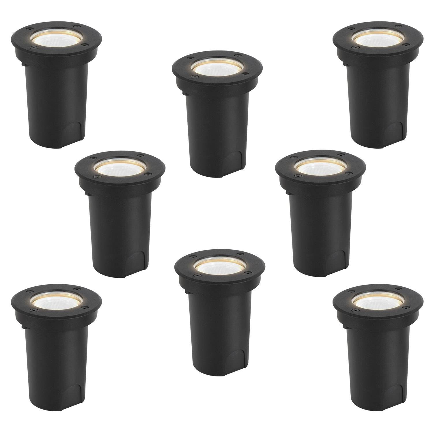 8x 3W Bodenleuchte Schwenkbar IP65 Außen LED Bodeneinbaustrahler Bodenstrahler Bodenlampe Neutralweiß - Schwarz Gehäuse