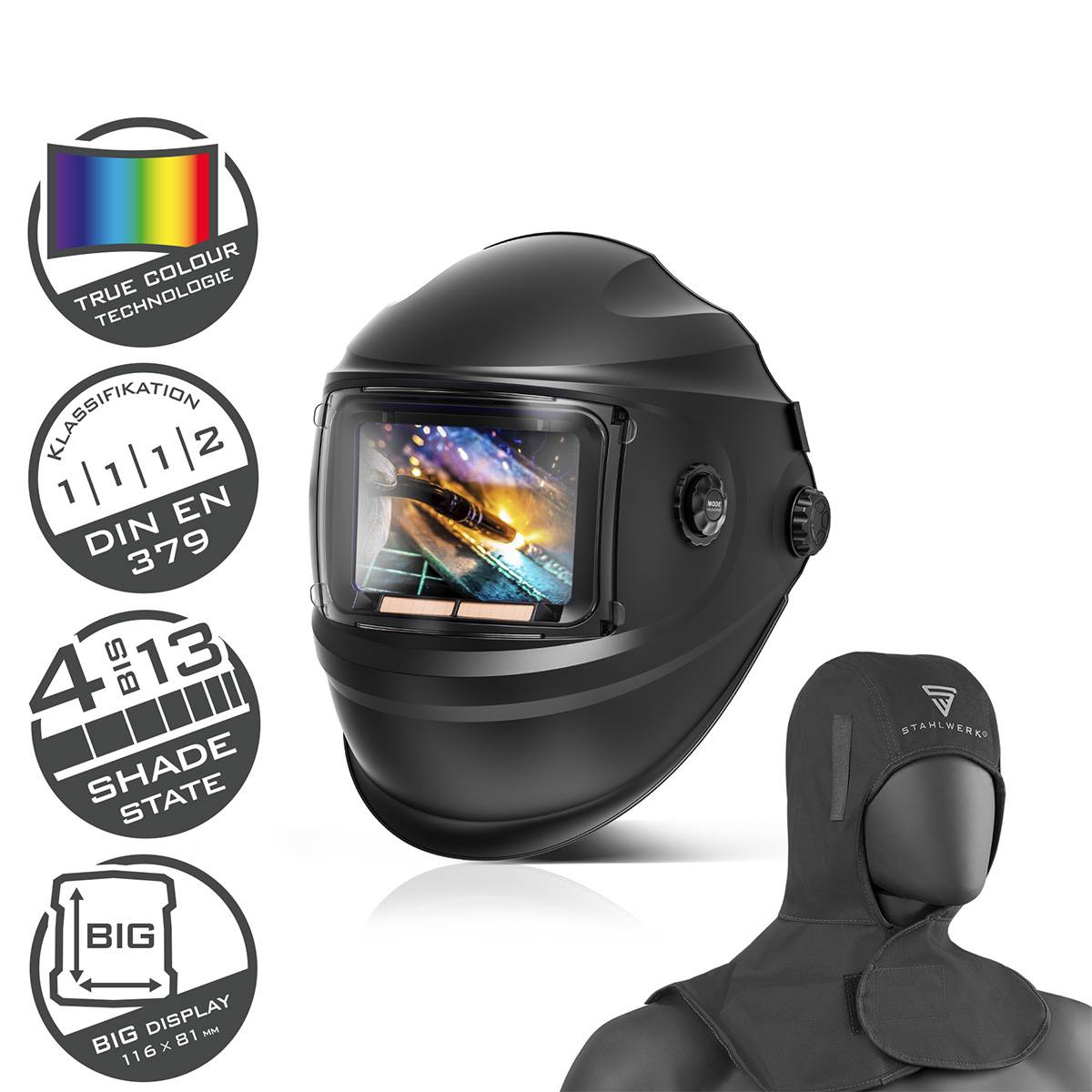 STAHLWERK Automatik Schweißhelm BOOSTER mit Schweißhaube