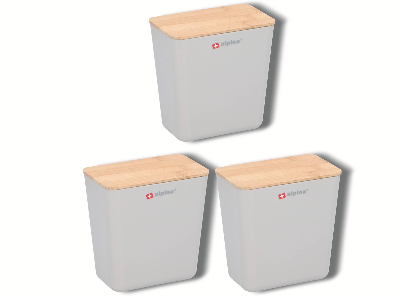 ALPINA Vorratsdosen, 3er-Set, 1 l, mit Bambusdeckel