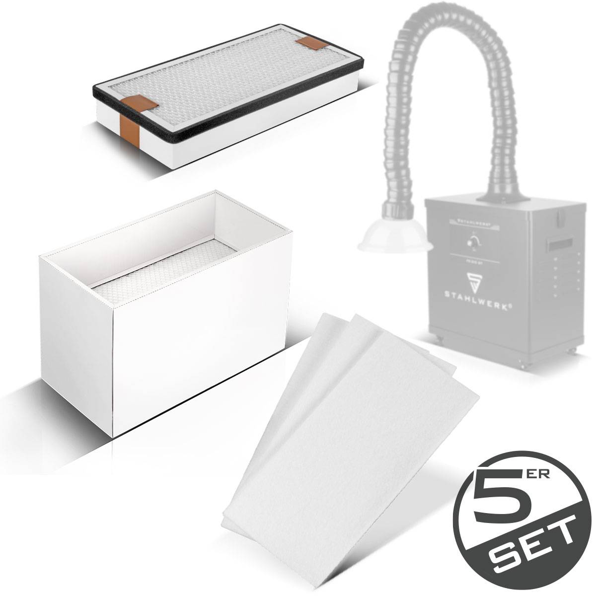 STAHLWERK Filterset FE-210 ST Absaugung 3 Vorfilter HEPA H13 Aktivkohlefilter