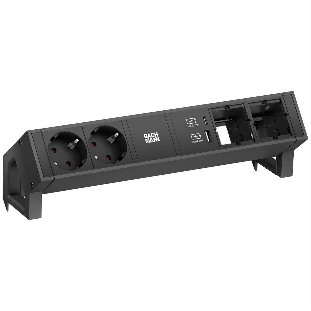 BACHMANN DESK2 2xCEE7/3, USB-Charger A/C, 2xCM, Strom 0,2m GST18 RAL9005