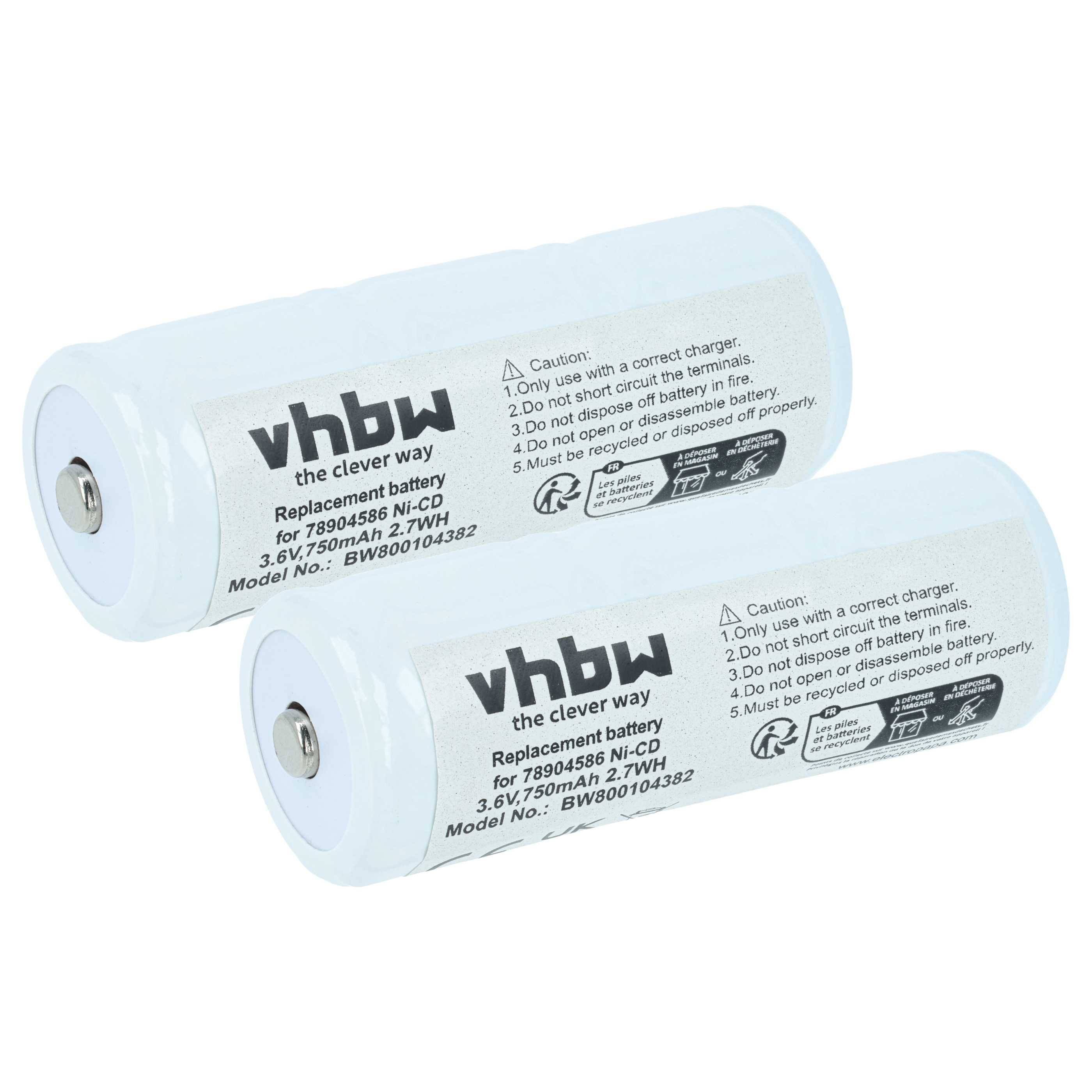 vhbw 2x Akku kompatibel mit Diversified Medical N N36751 Medizintechnik (750 mAh, 3,6 V, NiCd)