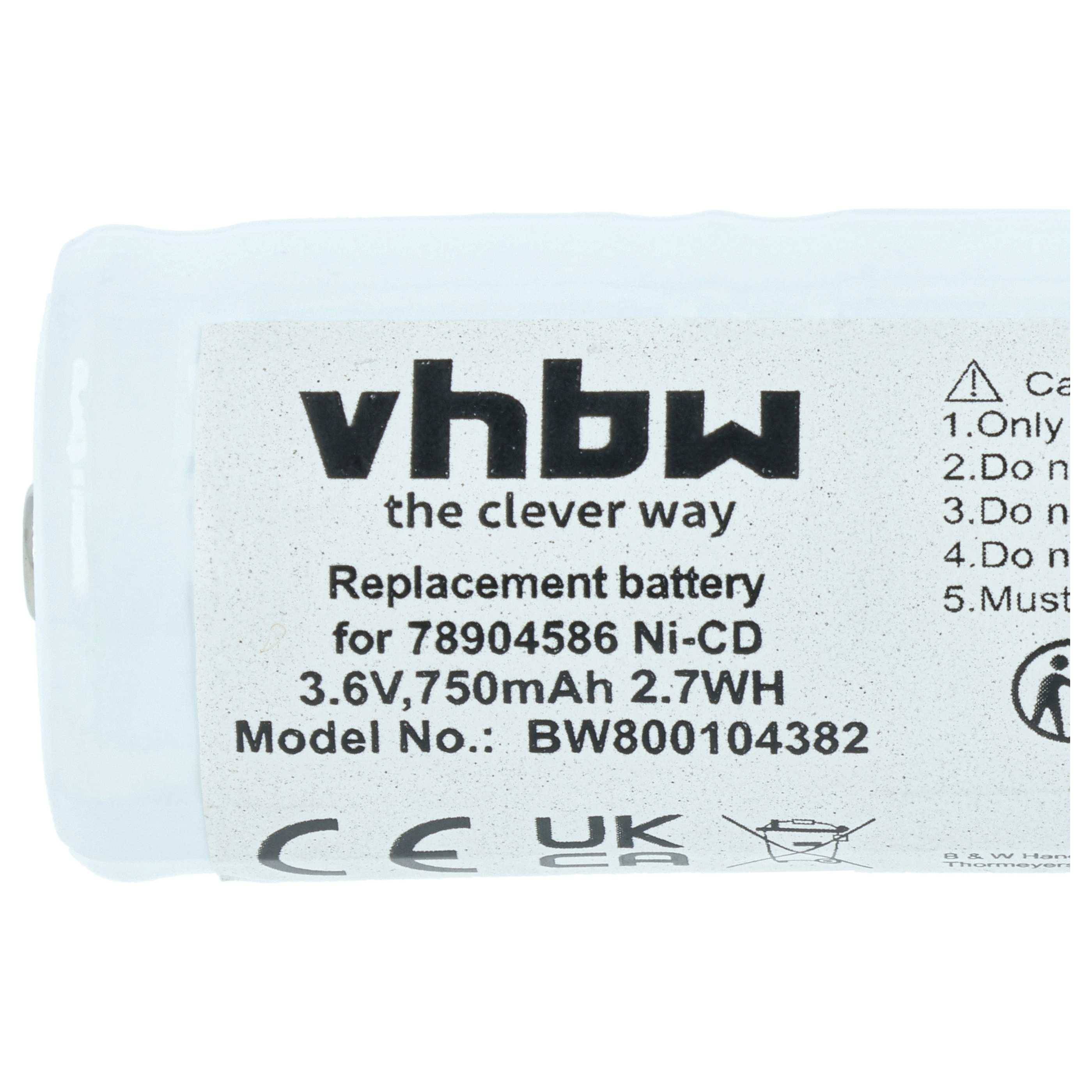 vhbw 2x Akku kompatibel mit Keeler Vista Ophthalmoscope, VISTA 200 HANDLE, 1919-P-5020 Medic Lux Medizintechnik (750 mAh, 3,6 V, NiCd)