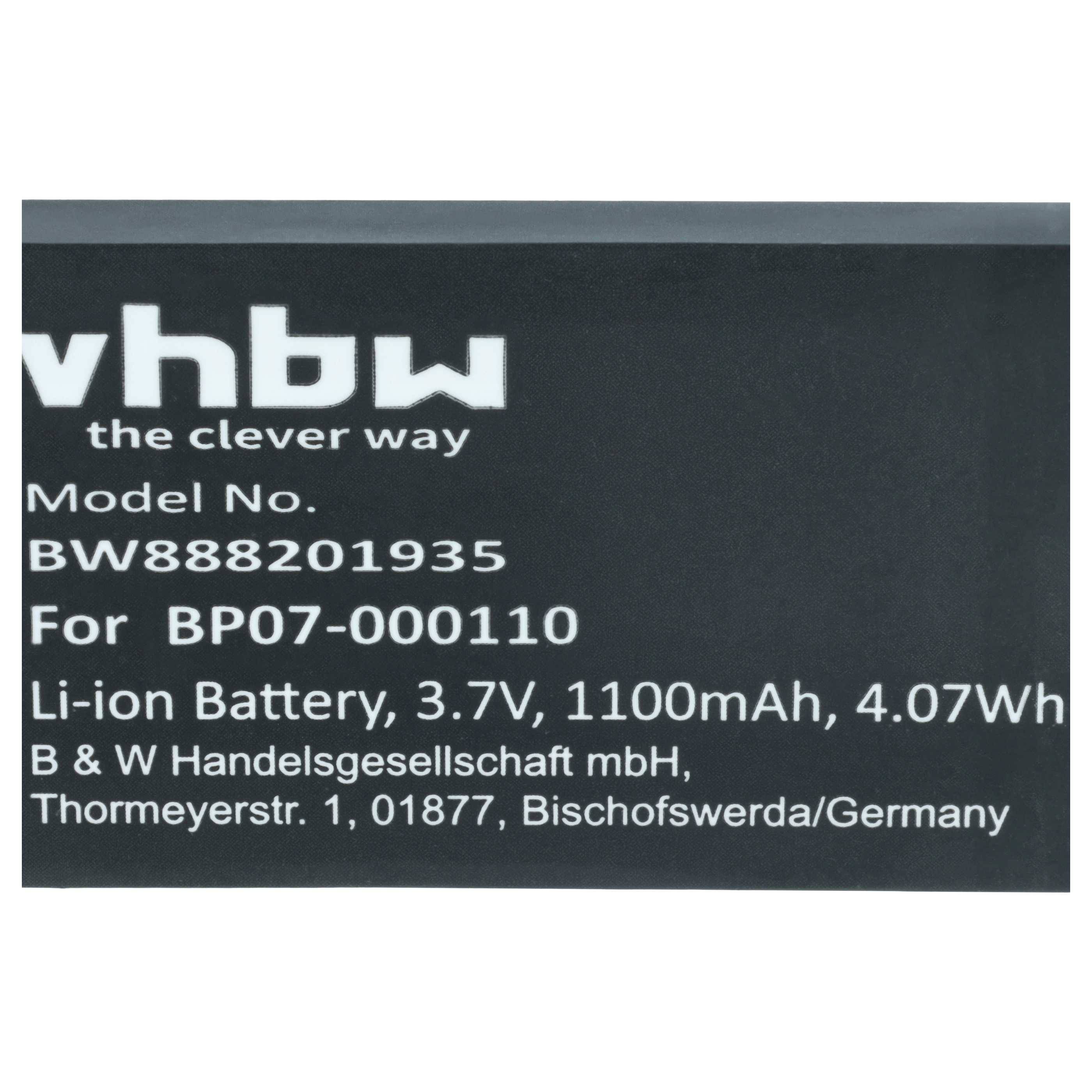 vhbw 2x Akku Ersatz für Datalogic 11300794, 3H21-00000370, 94ACC0083, 800065-56 für Barcodescanner POS (1100 mAh, 3,7 V, Li-Ion)