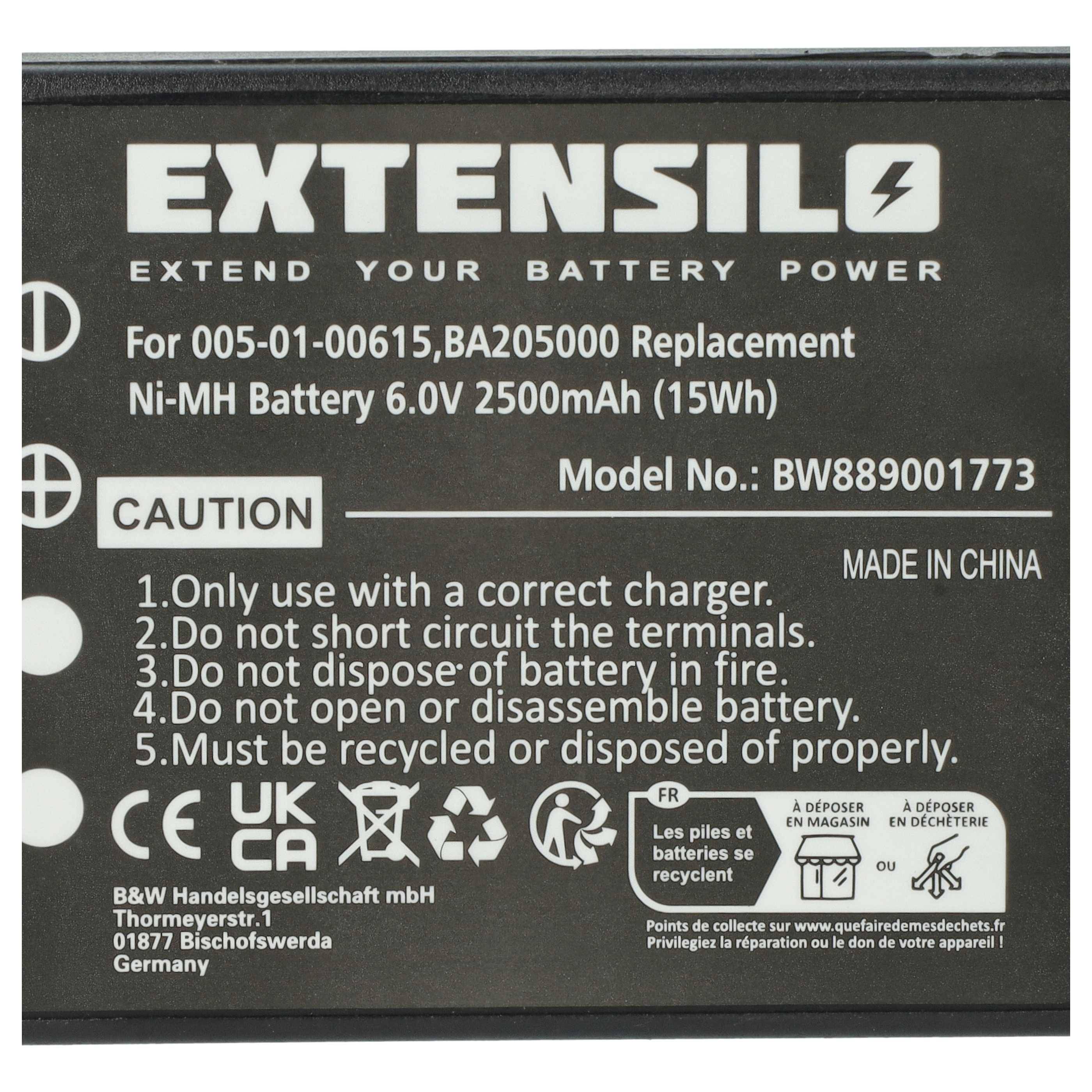EXTENSILO 10x Akku Ersatz für HBC PM237745002 für Industrie-Funkfernsteuerung Fernbedienung (2500 mAh, 6 V, NiMH) - Schwarz