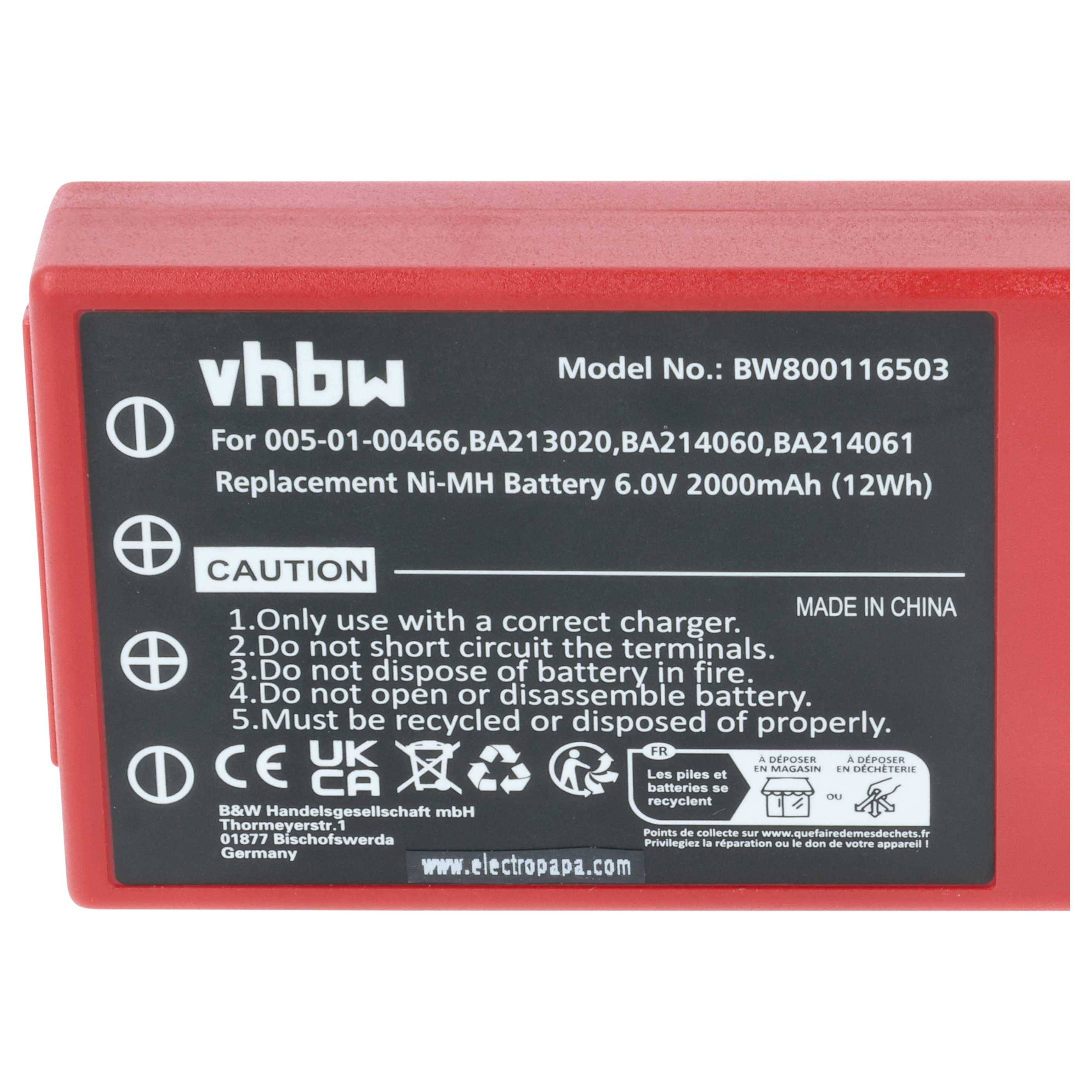 vhbw 10x Akku kompatibel mit HBC FUB10AA, BA14061, FUB78AA, FUB10XL, Fub06 Eex Industrie-Funkfernsteuerung Fernbedienung (2000 mAh, 6 V, NiMH) - Rot