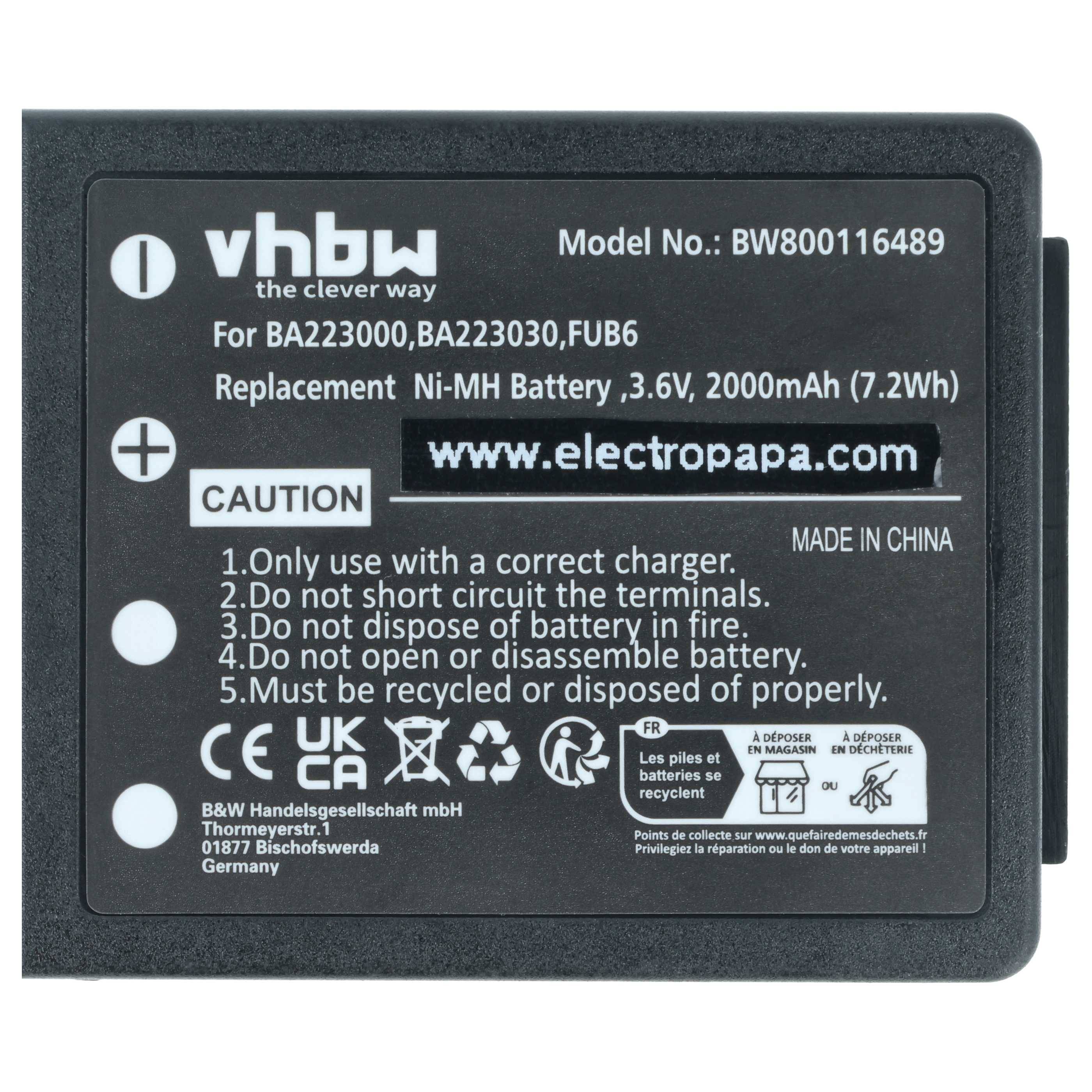 vhbw 10x Akku Ersatz für HBC FUB6, PM461523 für Fernbedienung Remote Control (2000 mAh, 3,6 V, NiMH)