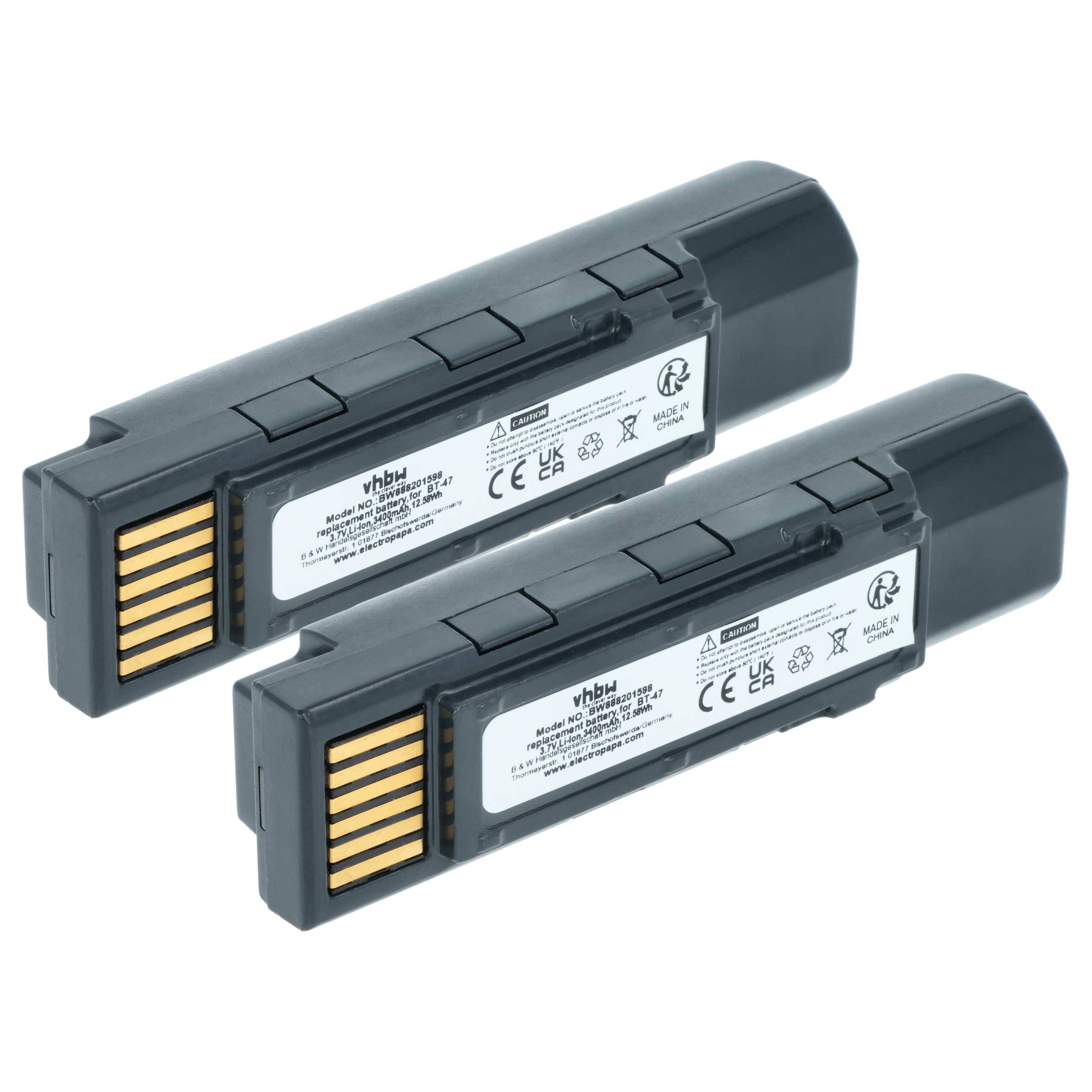 vhbw 2x Akku Ersatz für Datalogic TW18050652, 128004721, BT-47, RBP-GM45 für Barcodescanner POS (3400 mAh, 3,7 V, Li-Ion)