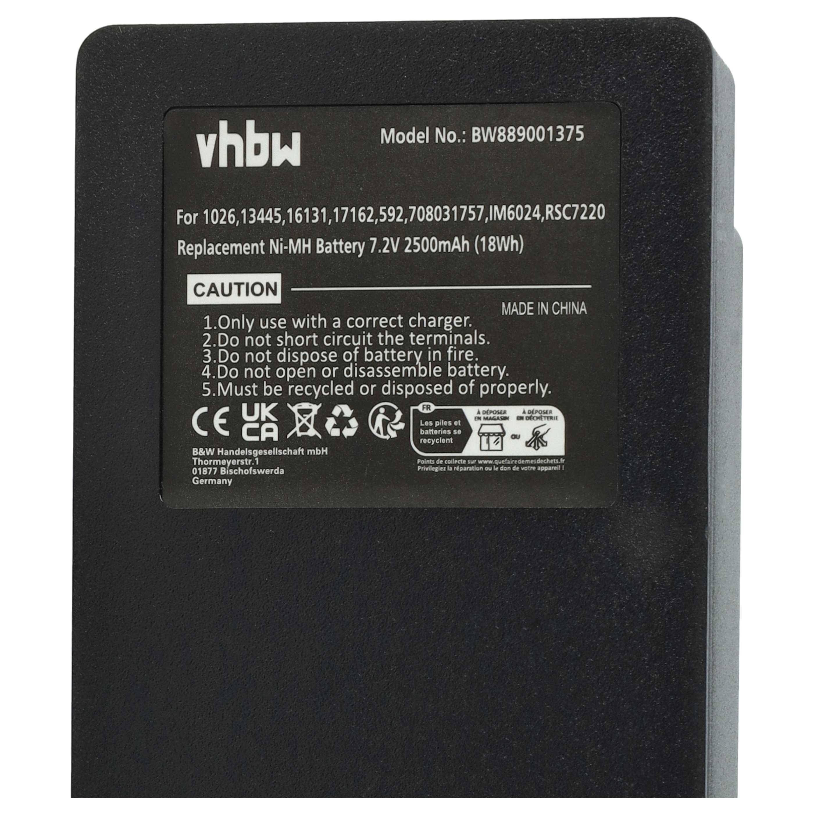 vhbw 10x Akku kompatibel mit Scanreco RSC7230, YWW0439 Industrie-Funkfernsteuerung Fernbedienung (2500 mAh, 7,2 V, NiMH) - Schwarz