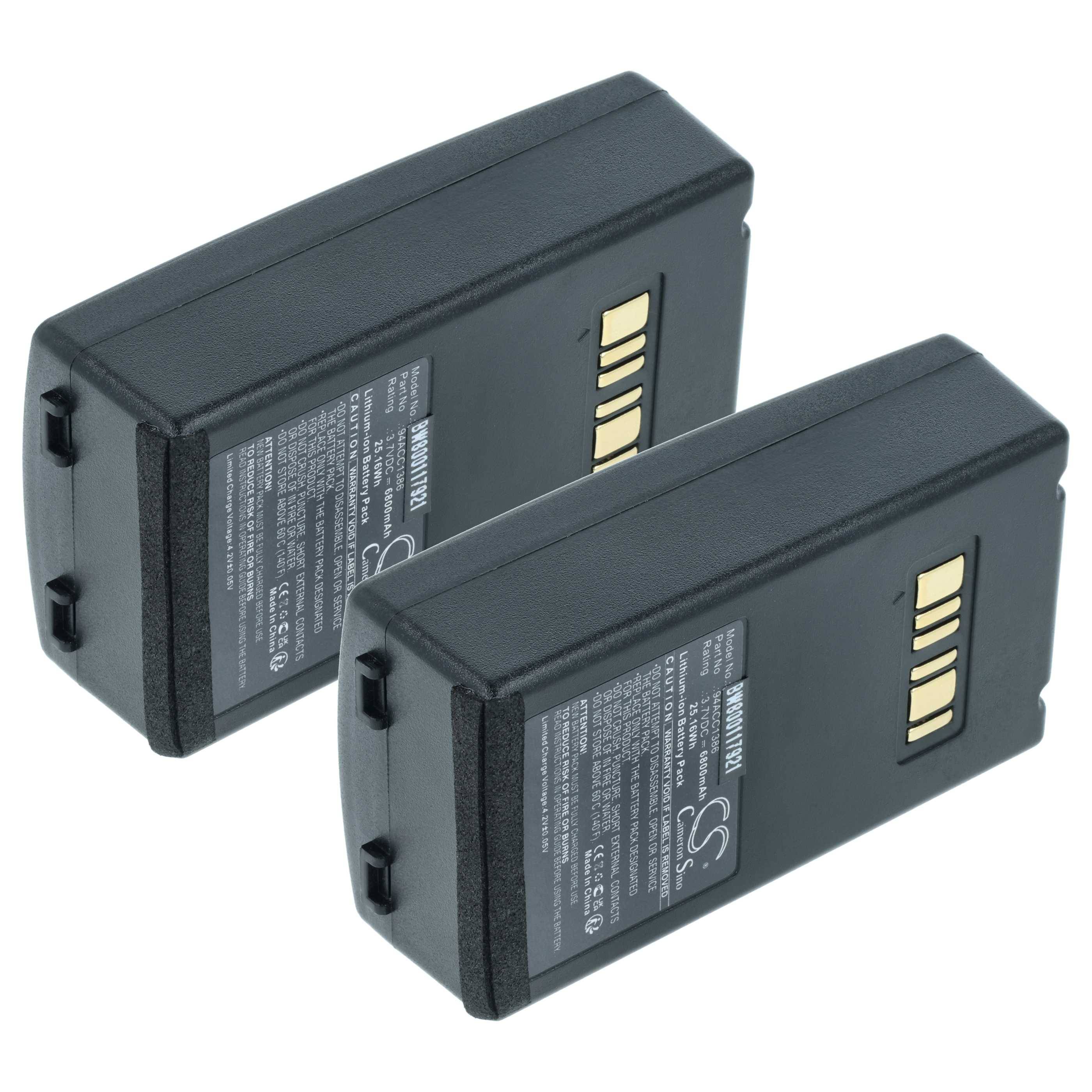 Zwei schwarze wiederaufladbare Kamerabatterien nebeneinander, jede mit goldenen Kontaktklemmen und Produktetiketten.
