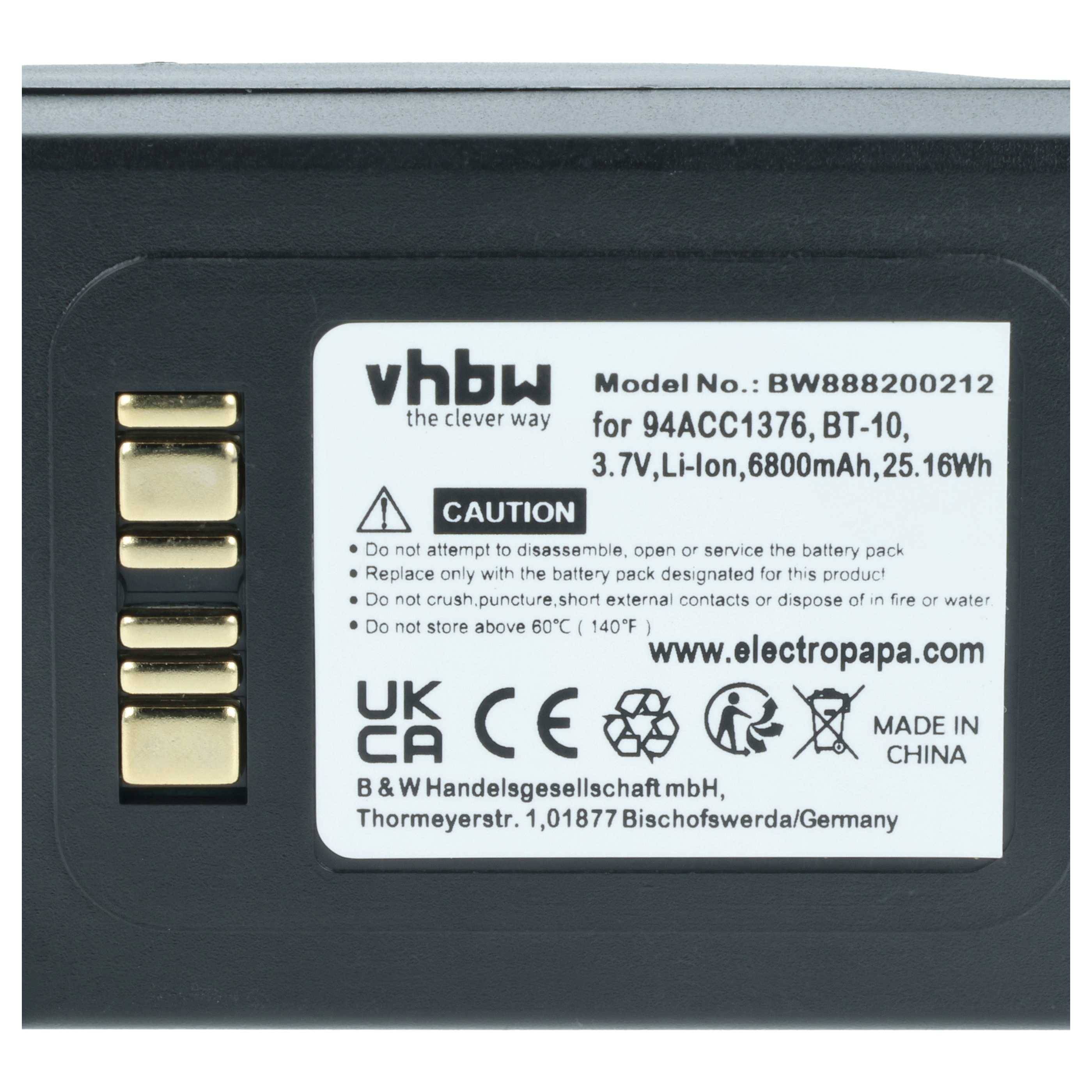 vhbw 2x Akku Ersatz für Datalogic BT-34 für Barcodescanner POS (6800 mAh, 3,7 V, Li-Ion)