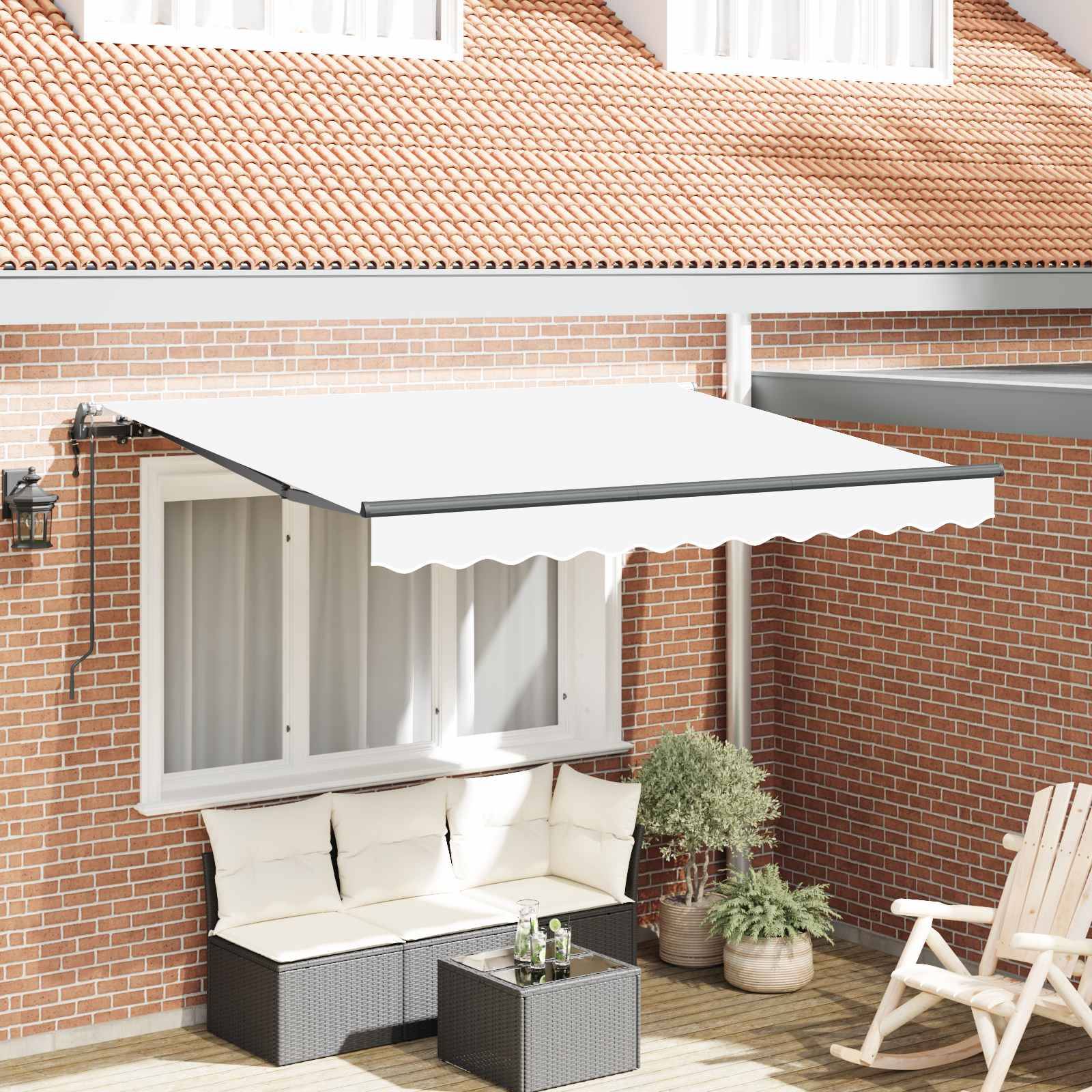 vidaXL Einziehbare Markise Weiß 350 x 200 cm Stoff
