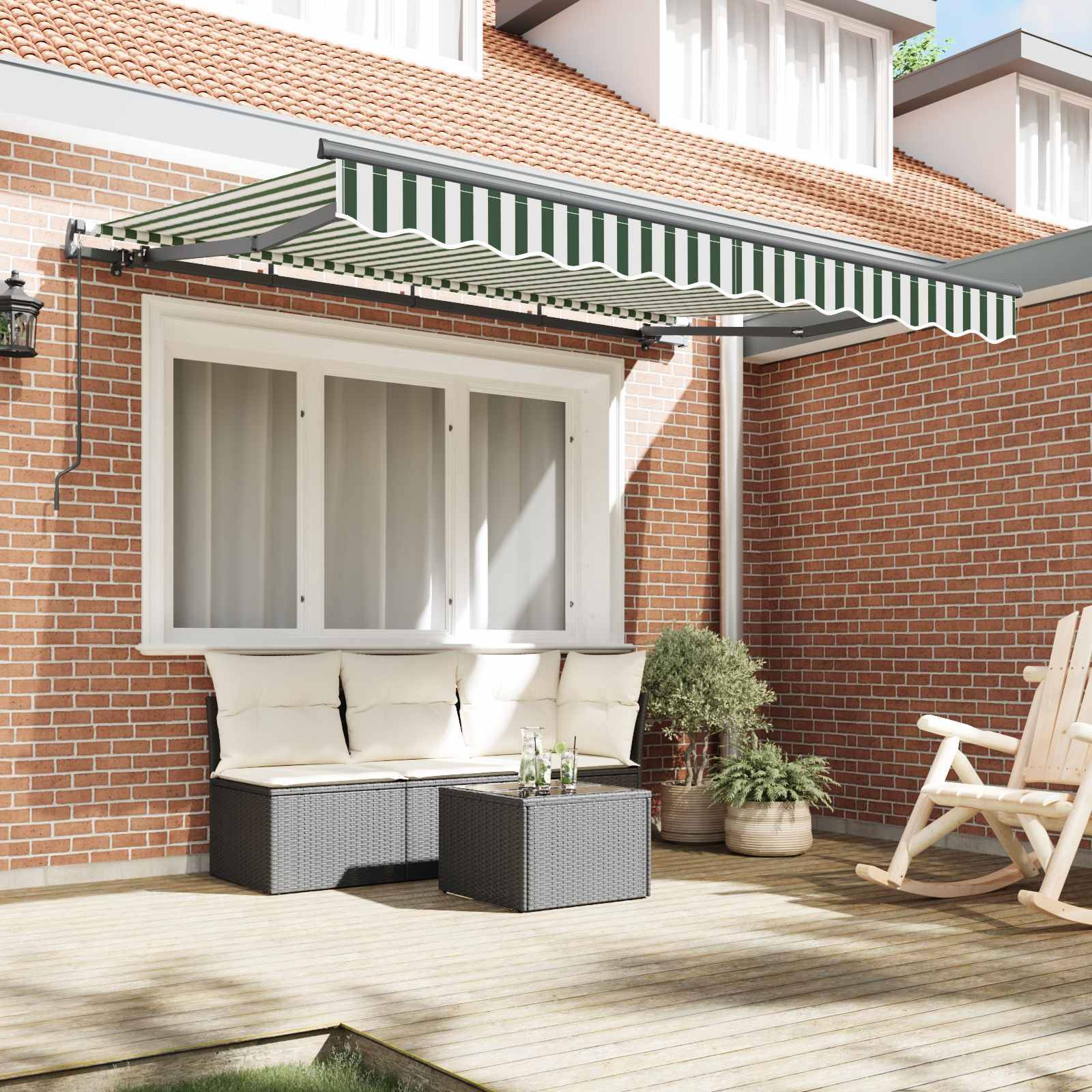 vidaXL Einziehbare Markise Grün 350 x 200 cm Stoff