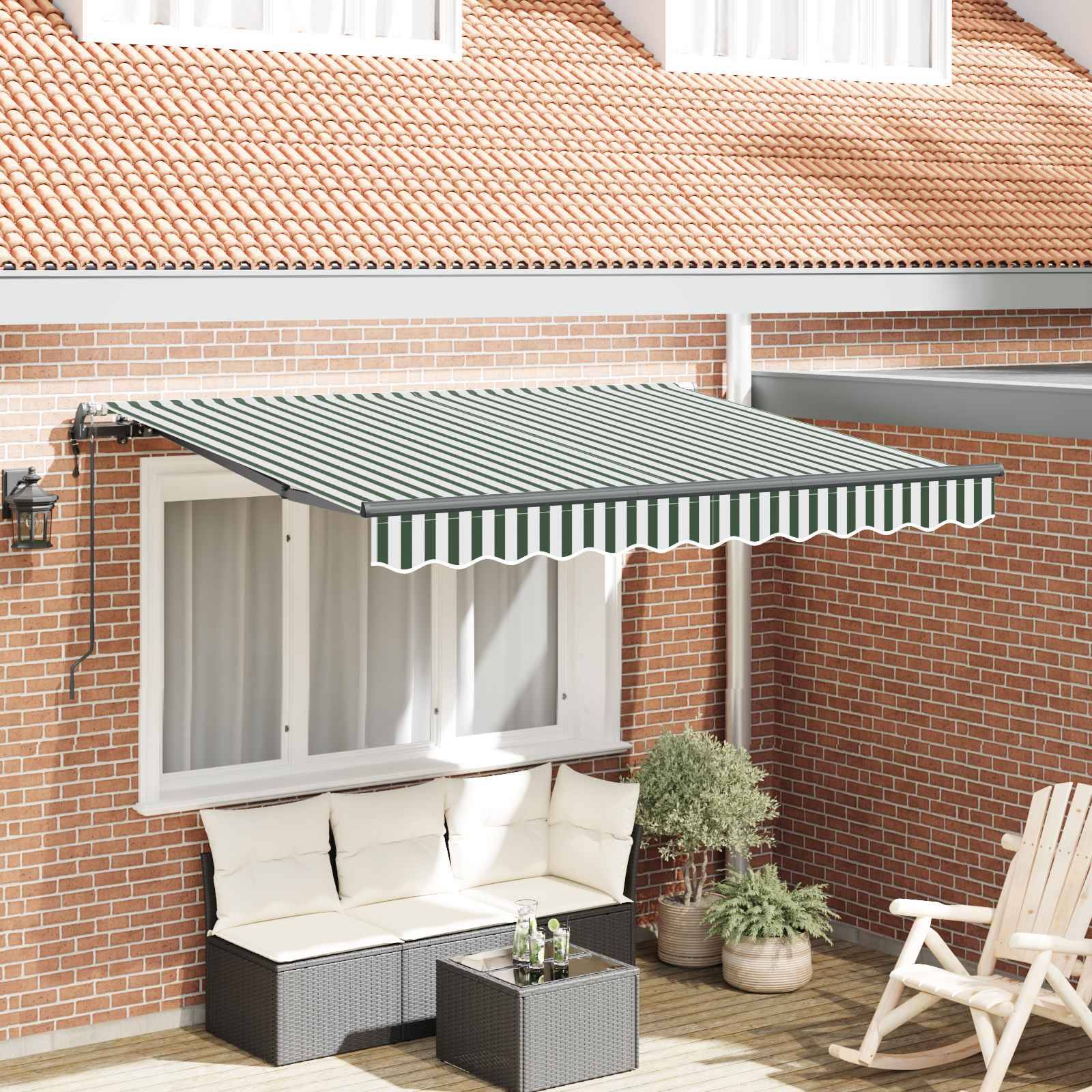 vidaXL Einziehbare Markise Grün 350 x 200 cm Stoff