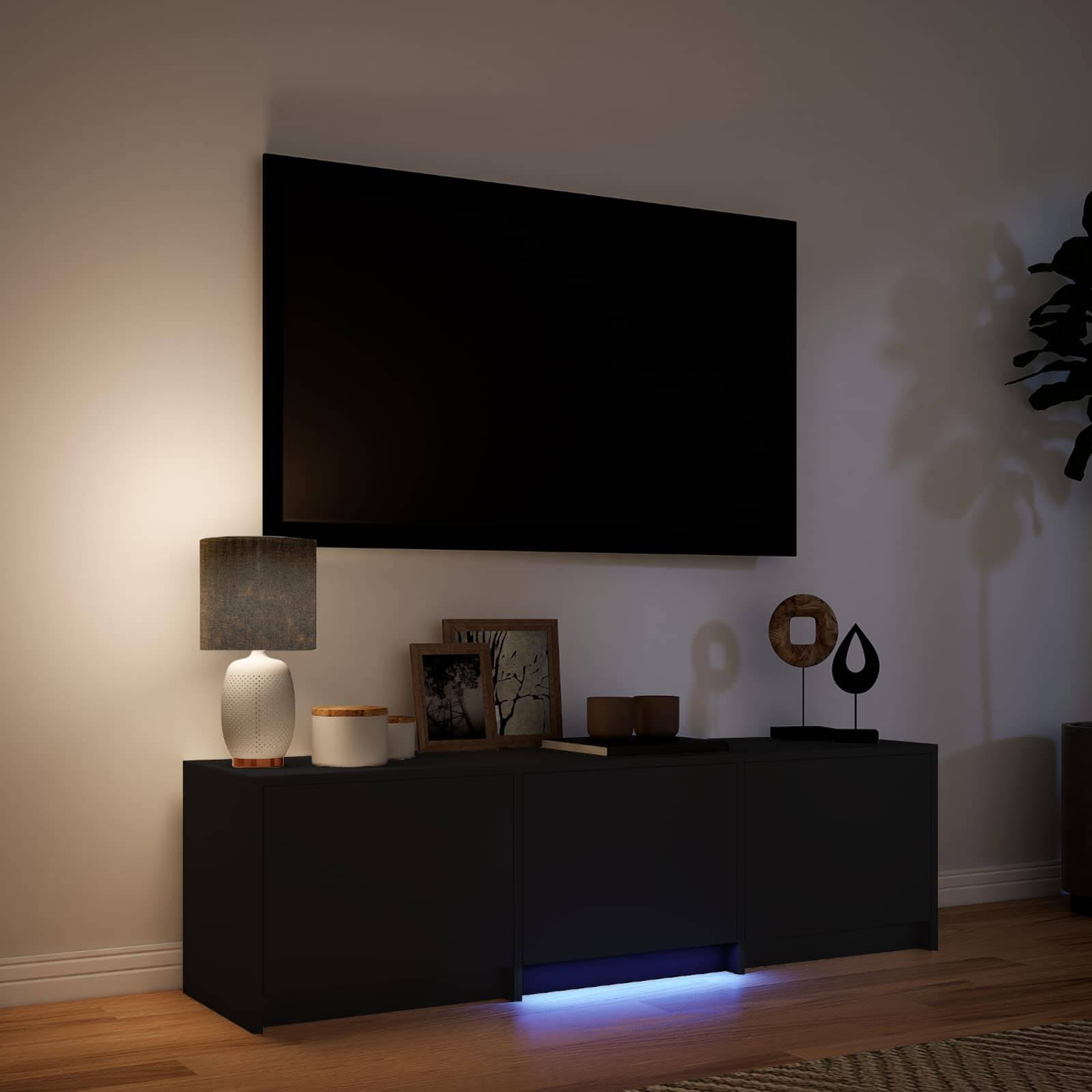 vidaXL Fernsehschrank mit LED Schwarz 140 x 34 x 40 cm Holzwerkstoff