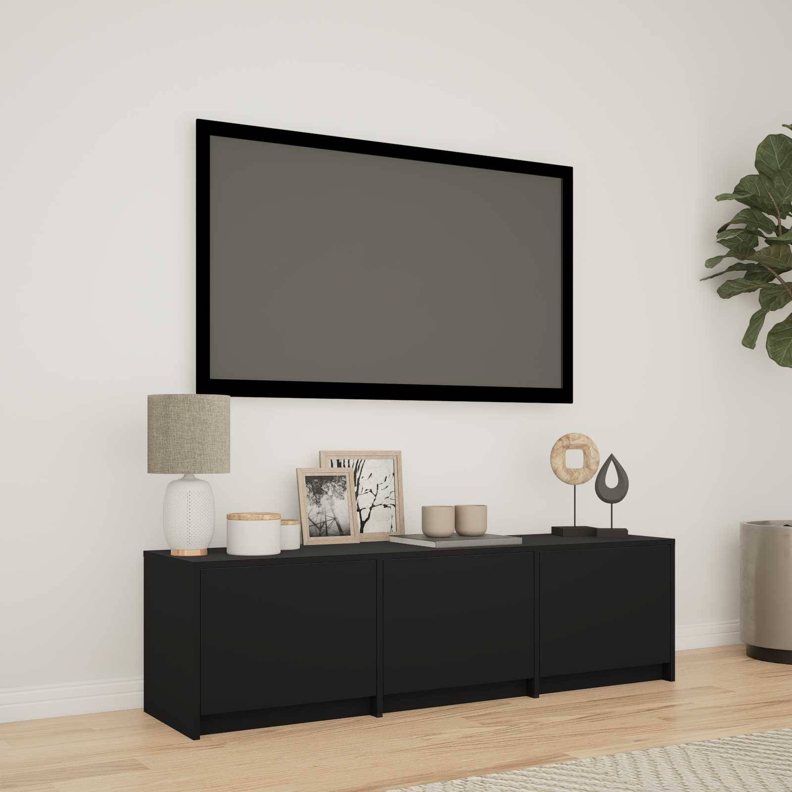 vidaXL Fernsehschrank mit LED Schwarz 140 x 34 x 40 cm Holzwerkstoff