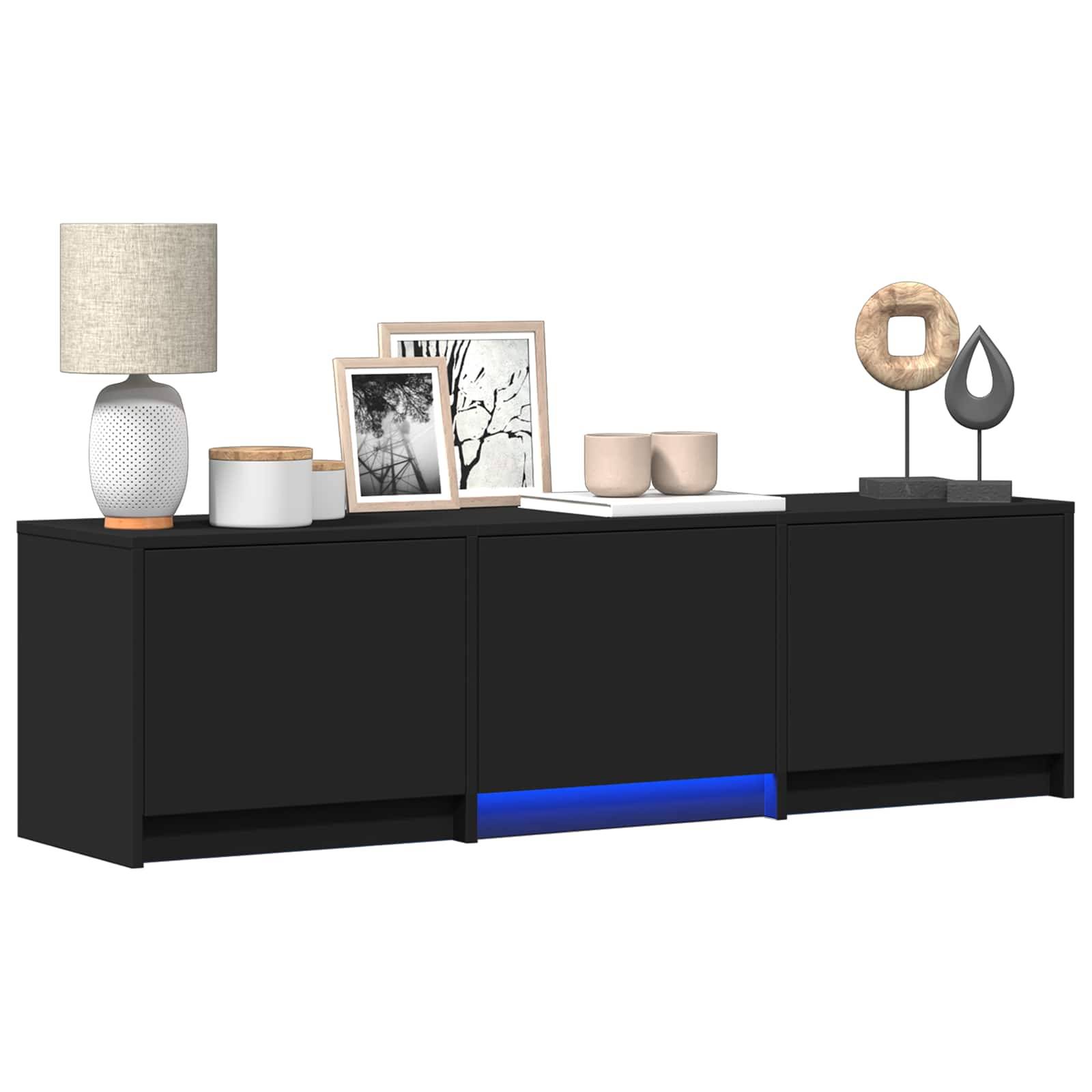 vidaXL Fernsehschrank mit LED Schwarz 140 x 34 x 40 cm Holzwerkstoff
