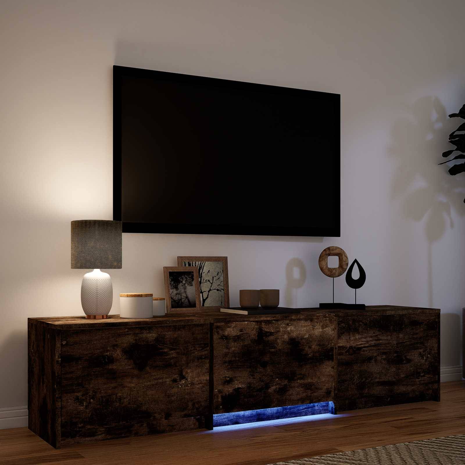 vidaXL Fernsehschrank mit LED Geräucherte Eiche 165 x 34 x 40 cm