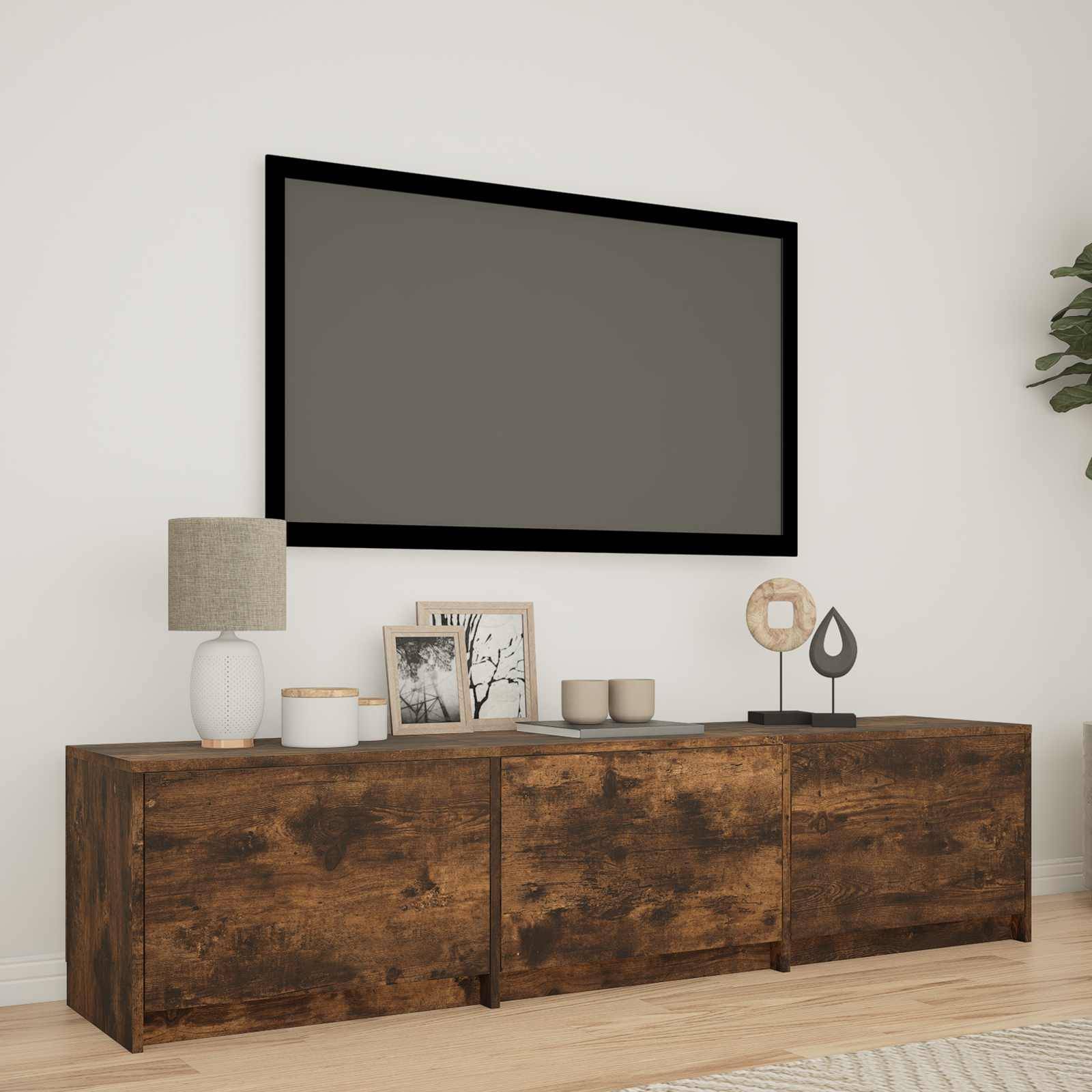 vidaXL Fernsehschrank mit LED Geräucherte Eiche 165 x 34 x 40 cm