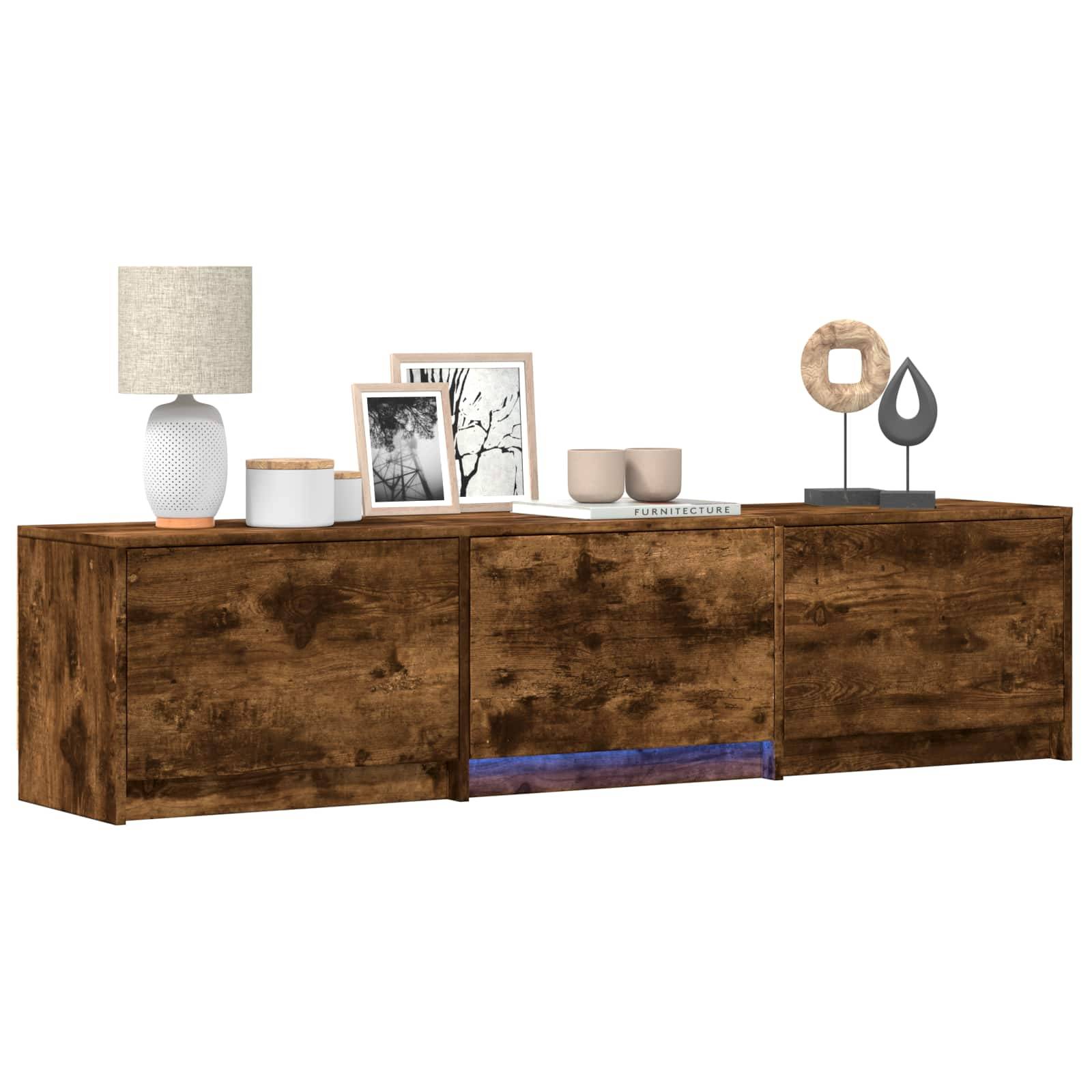 vidaXL Fernsehschrank mit LED Geräucherte Eiche 165 x 34 x 40 cm