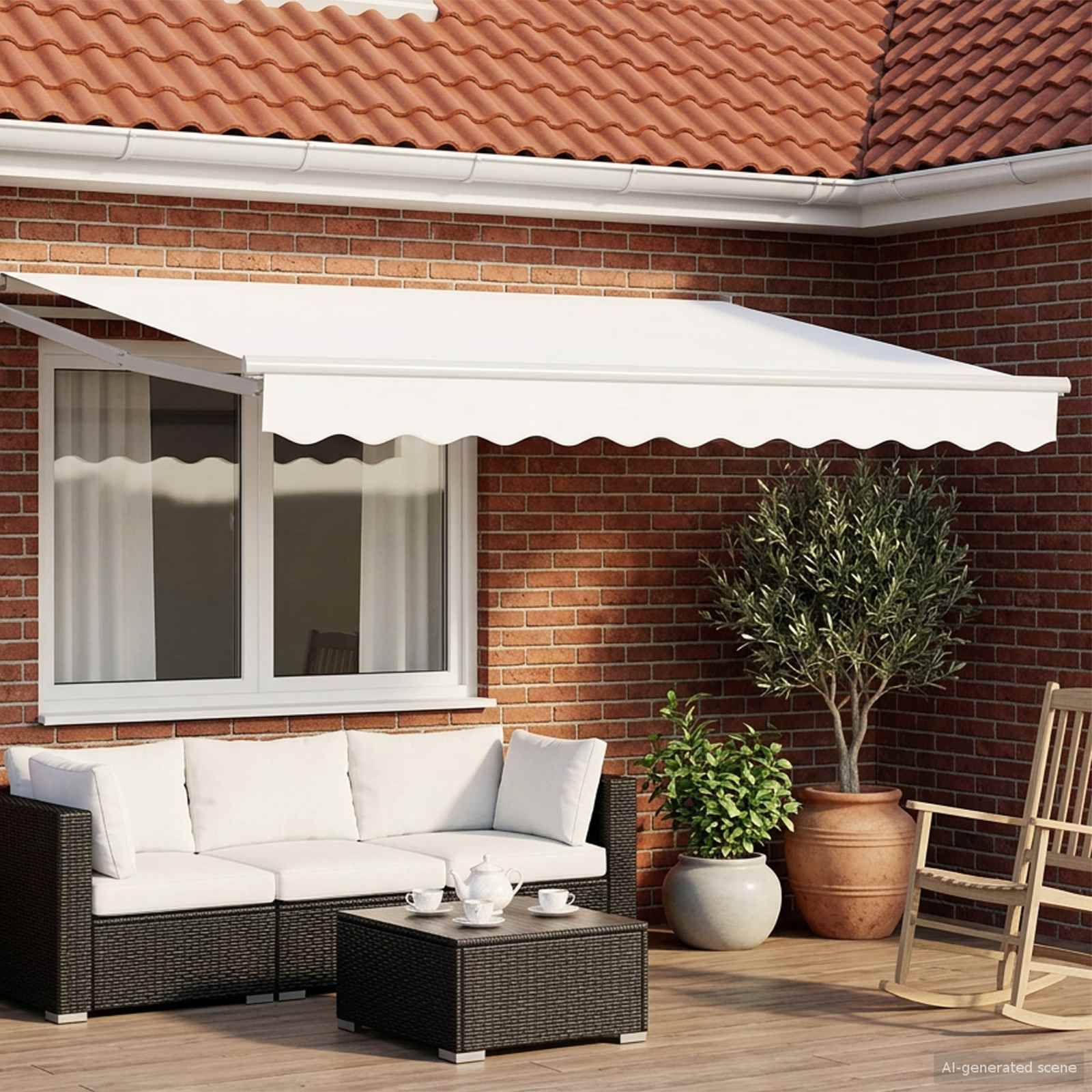 vidaXL Einziehbare Markise Weiß 3,5 x 2 m 100% Polyester und Aluminium