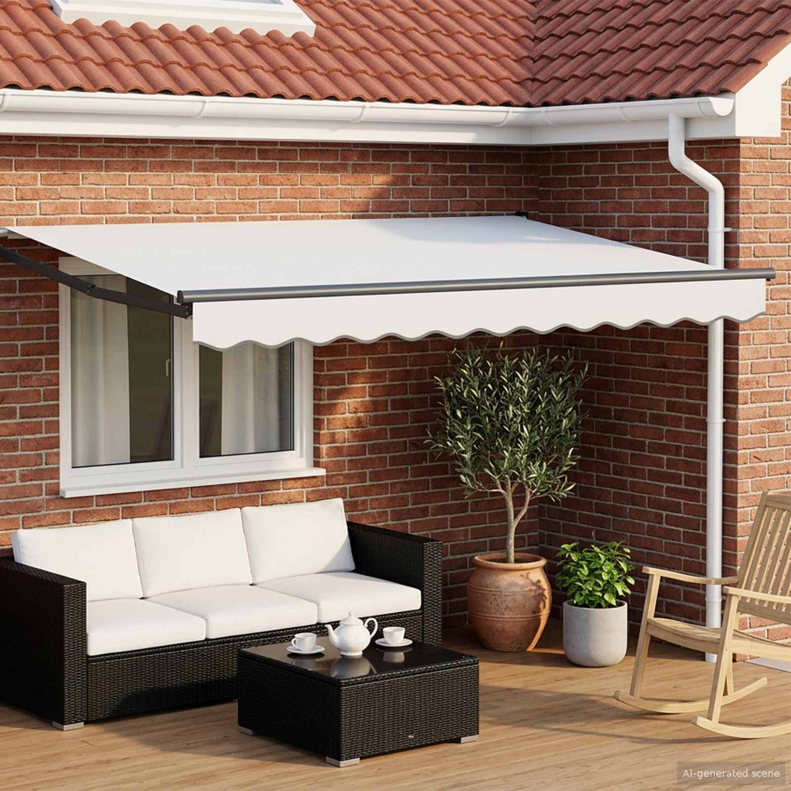 vidaXL Einziehbare Markise Weiß 3,5 x 2 m 100% Polyester und Aluminium