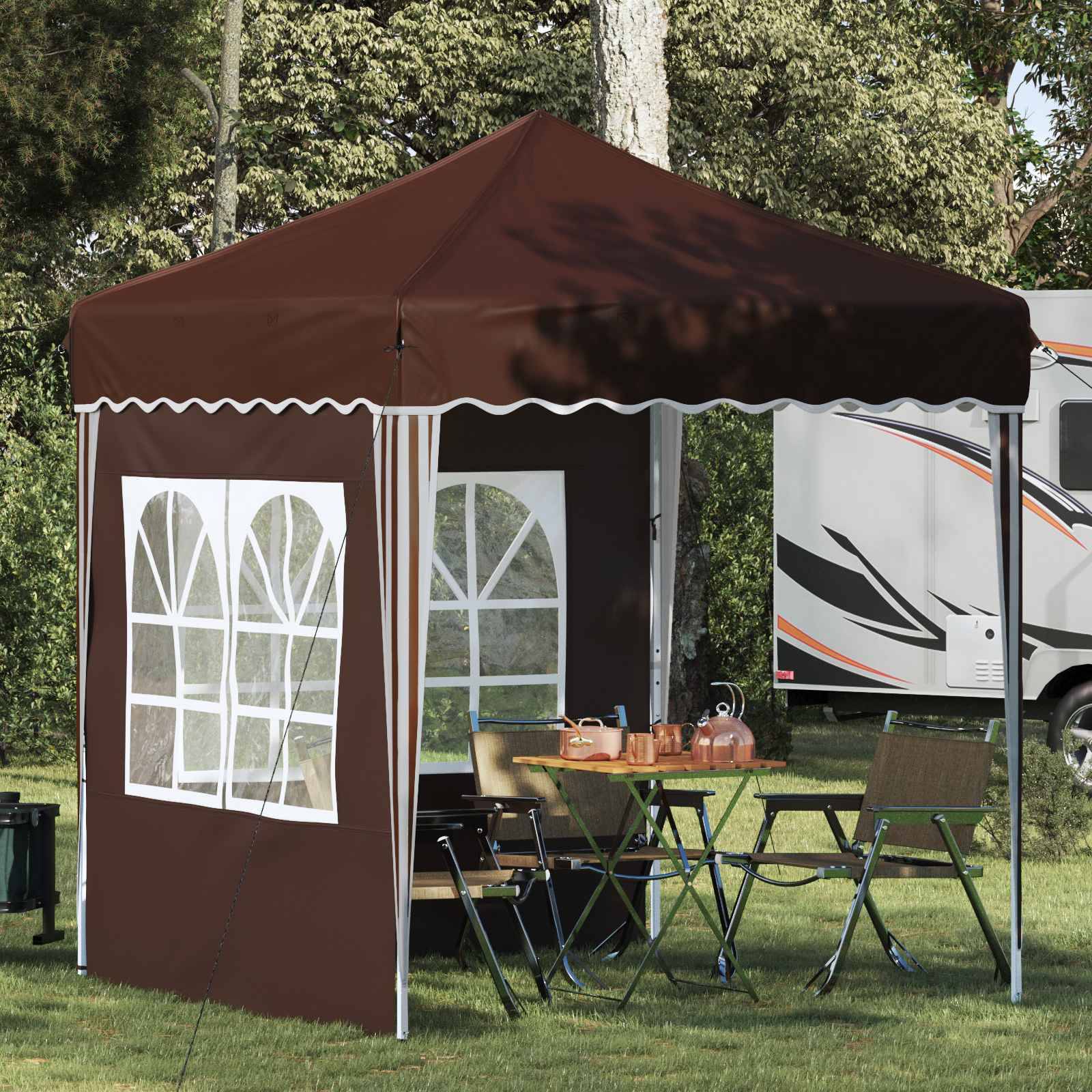 vidaXL Pop-up Partyzelt Braun 195 x 195 x 245 cm Oxford-Stoff