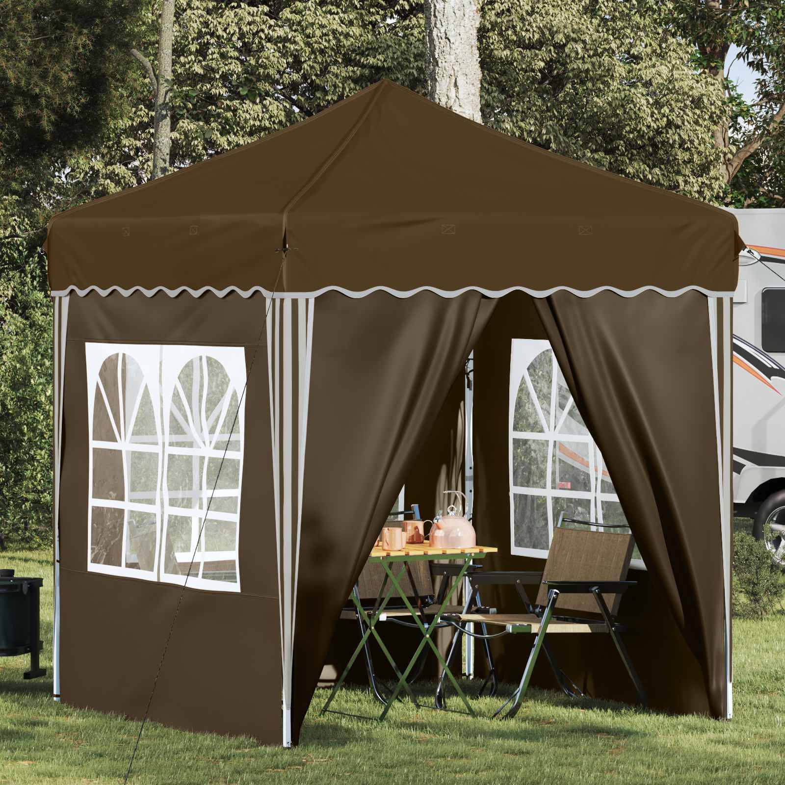 vidaXL Pop-up Partyzelt Taupe 195 x 195 x 245 cm Oxford-Stoff