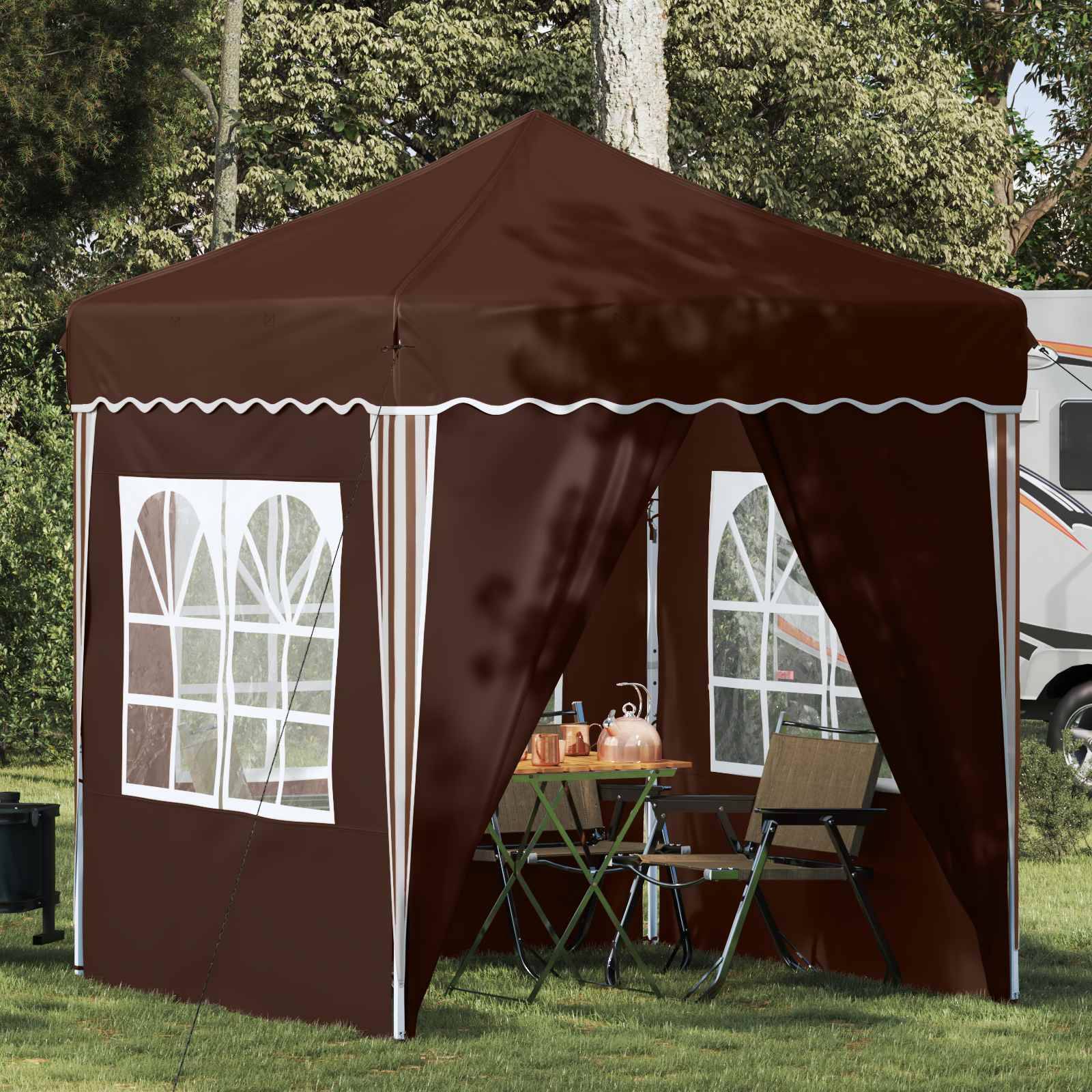 vidaXL Pop-up Partyzelt Braun 195 x 195 x 245 cm Oxford-Stoff