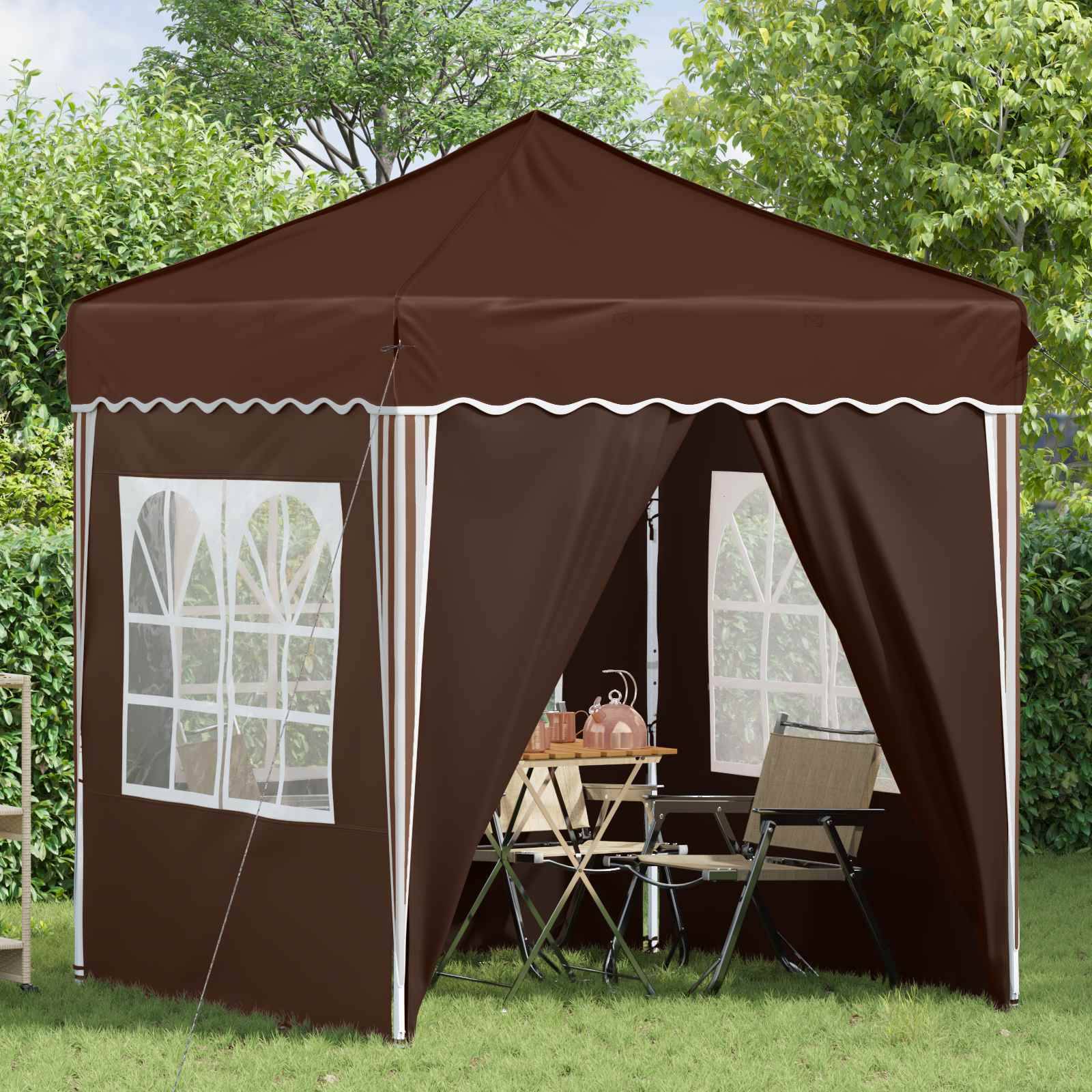 vidaXL Pop-up Partyzelt Braun 195 x 195 x 245 cm Oxford-Stoff