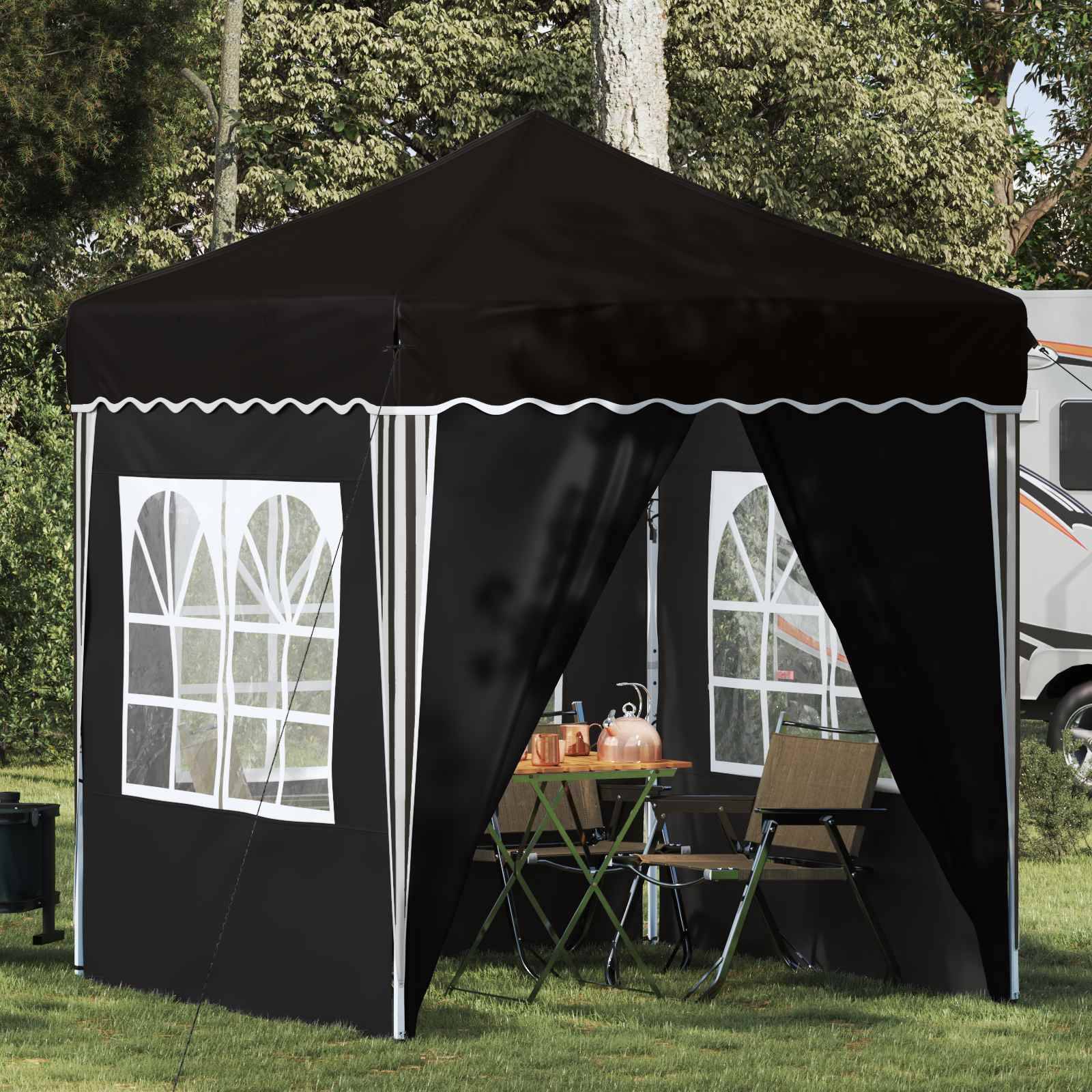 vidaXL Pop-up Partyzelt Schwarz 195 x 195 x 245 cm Oxford-Stoff