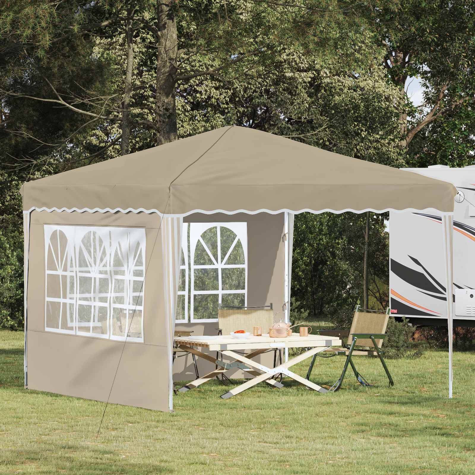 vidaXL Pop-up Partyzelt Creme 288 x 288 x 245 cm Oxford-Stoff