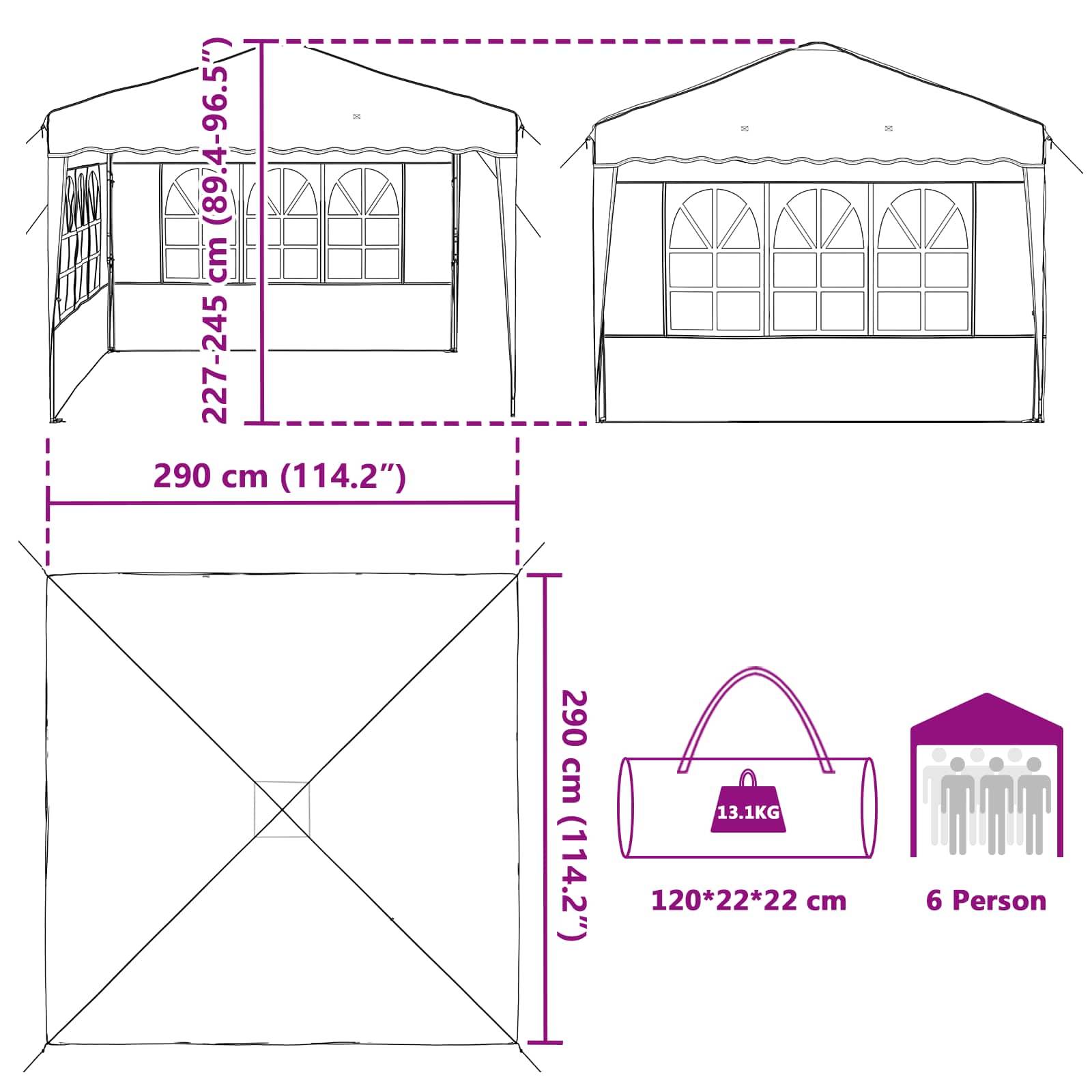vidaXL Pop-up Partyzelt Creme 288 x 288 x 245 cm Oxford-Stoff