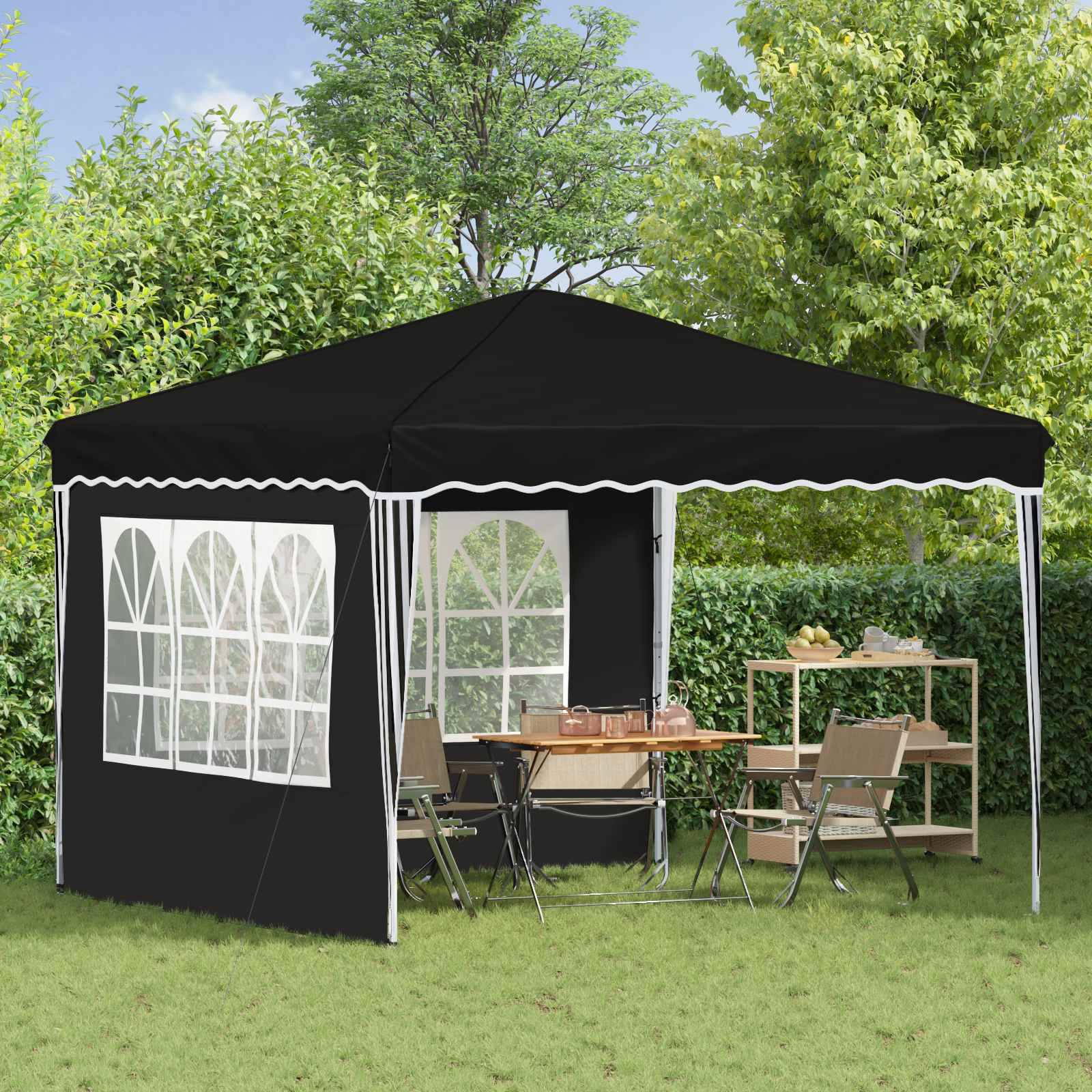 vidaXL Pop-up Partyzelt Schwarz 288 x 288 x 245 cm Oxford-Stoff