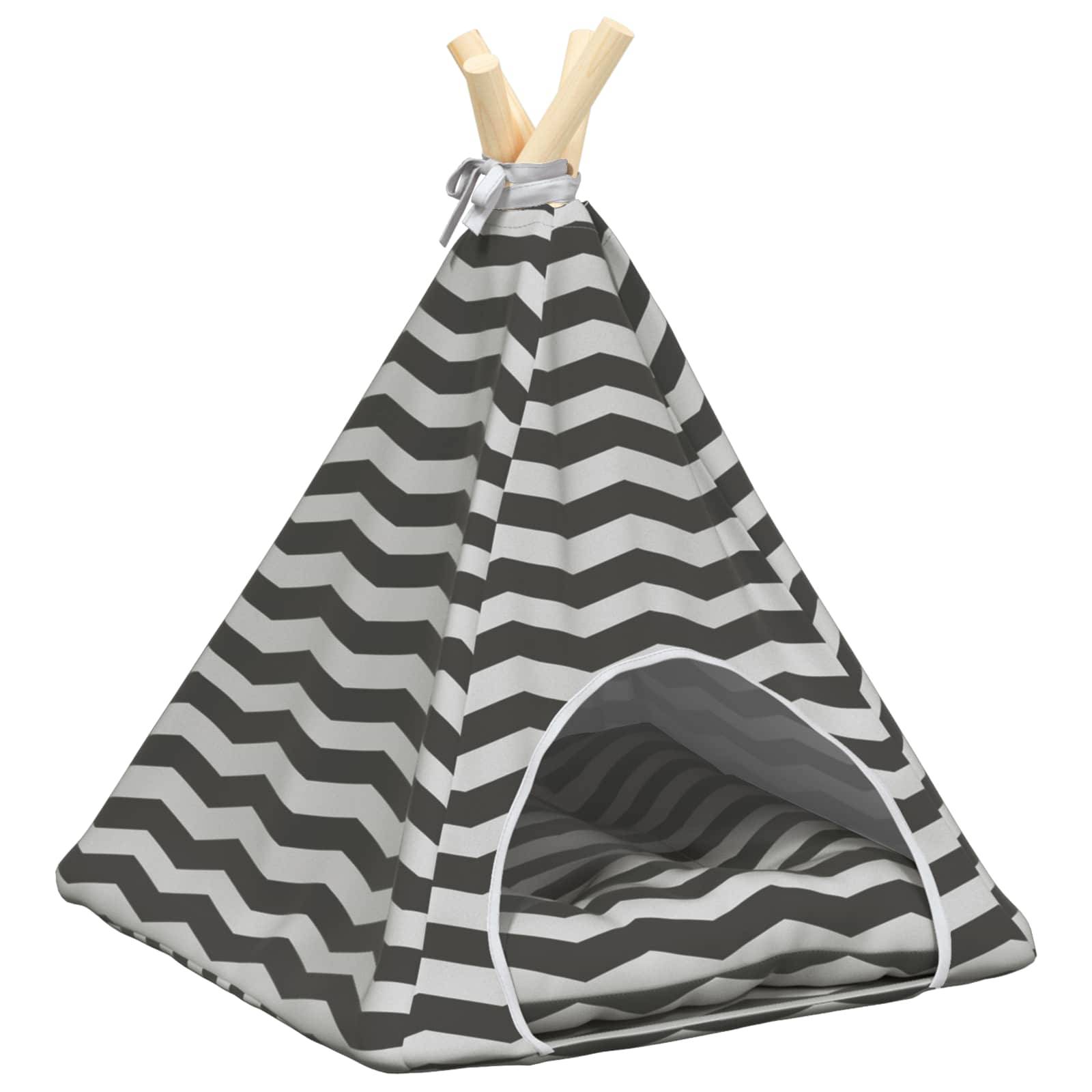 vidaXL Haustier-Tipi mit Kissen Weiß und Grau 40 x 40 x 50 cm