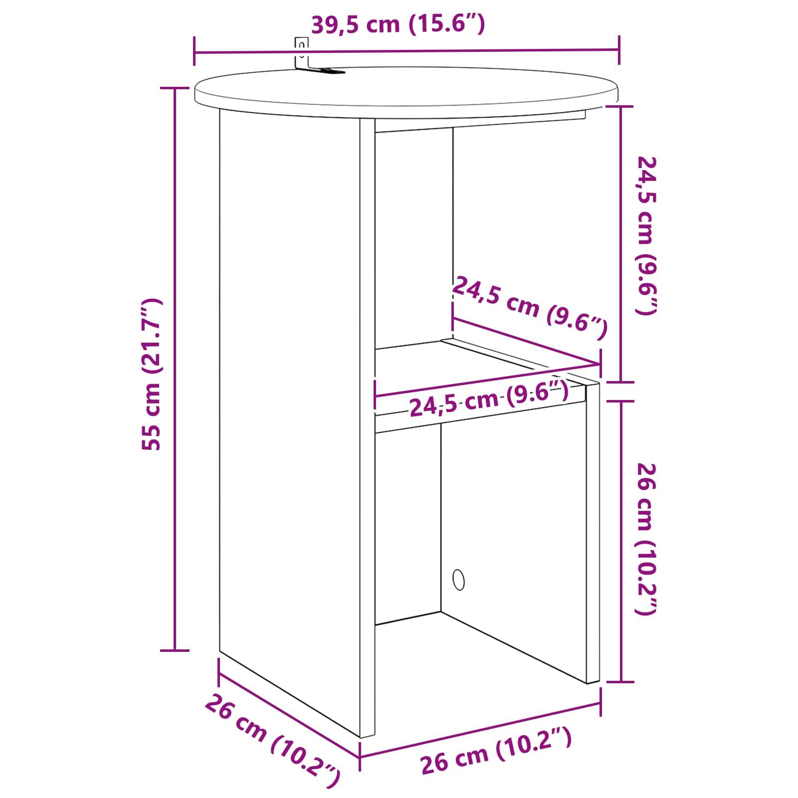 vidaXL Beistelltisch Altholz Ø 39,5 x 55 cm Holzwerkstoff