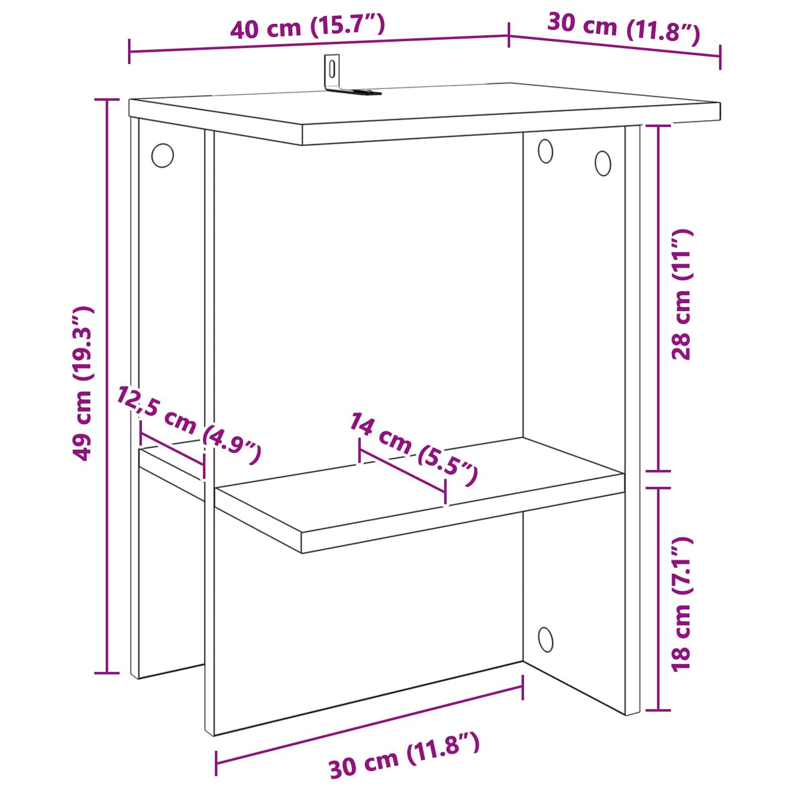 vidaXL Couchtisch Altholz 40 x 30 x 49 cm Holzwerkstoff