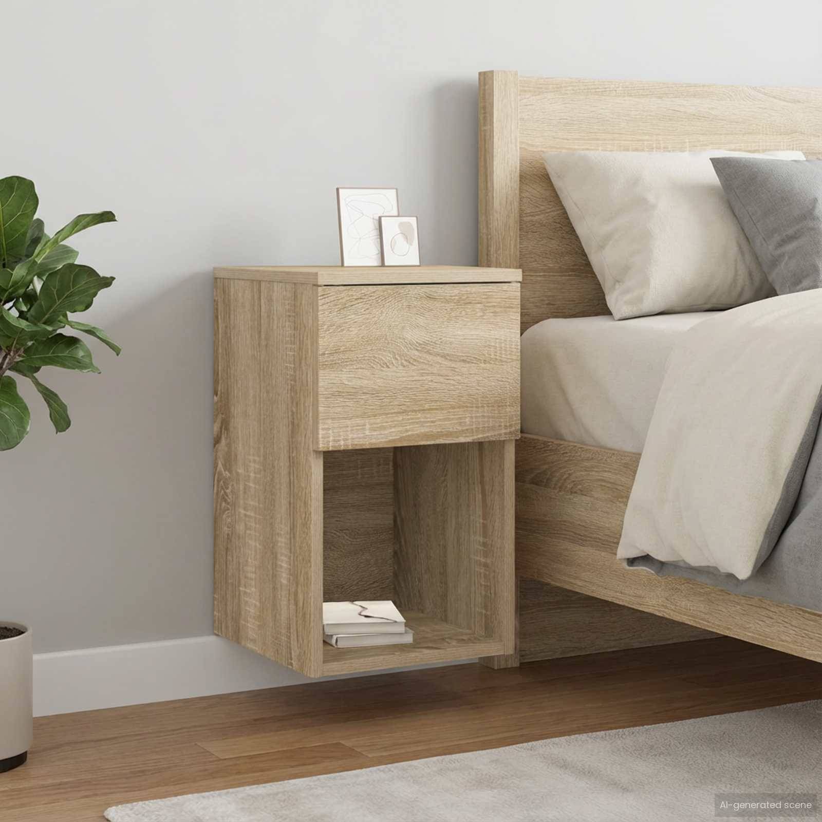 vidaXL Bettschrank Sonoma-Eiche 29 x 31,5 x 49 cm Holzwerkstoff