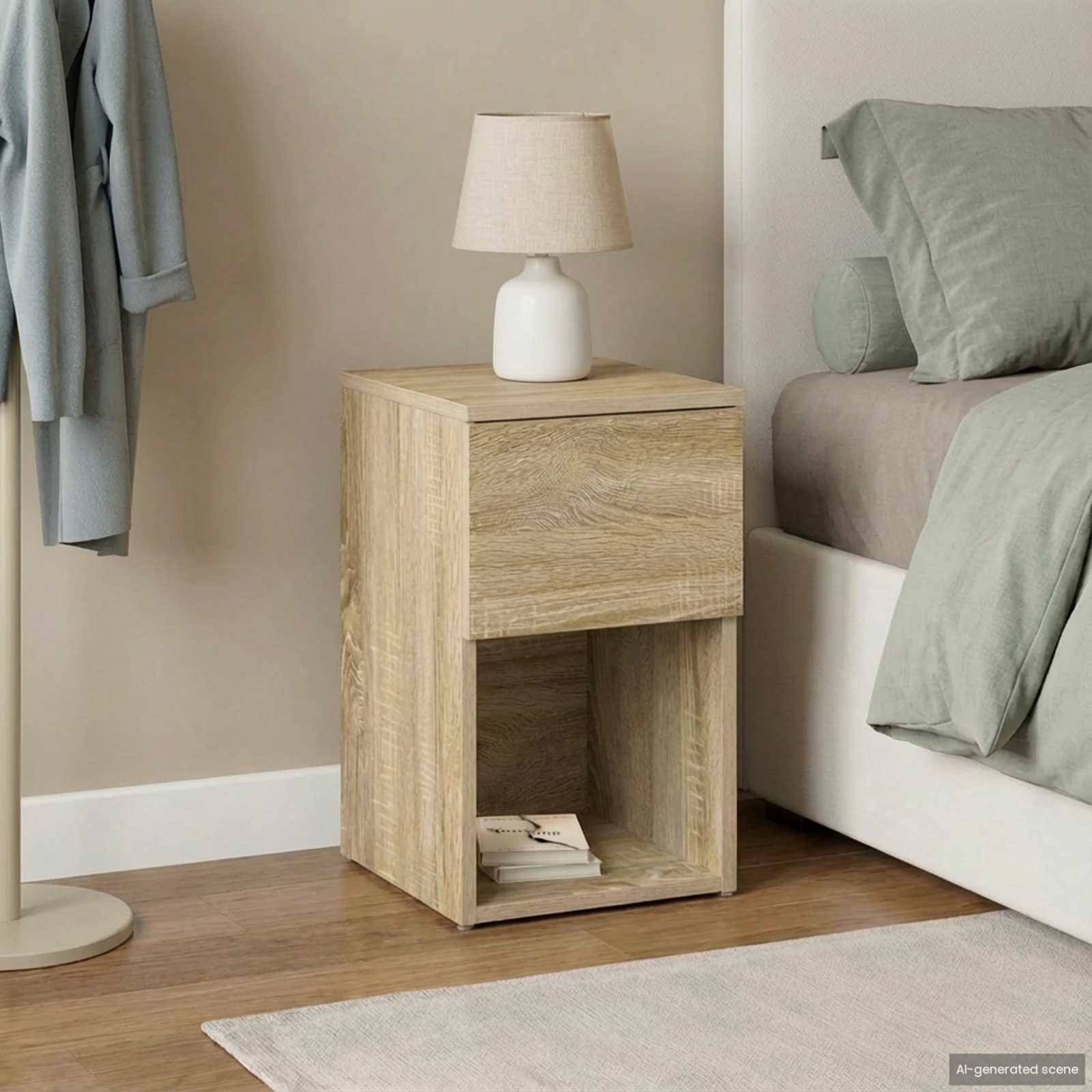 vidaXL Bettschrank Sonoma-Eiche 29 x 31,5 x 49 cm Holzwerkstoff