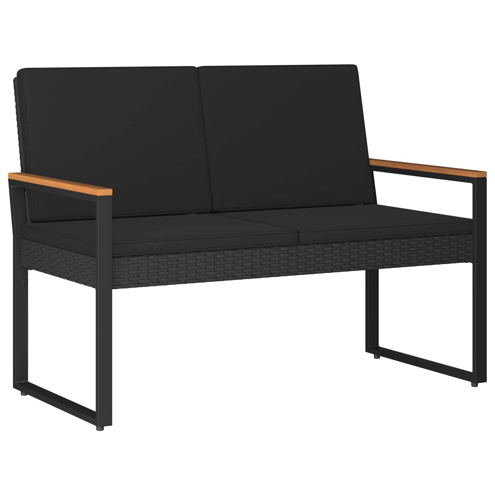 vidaXL Gartenmöbel-Set mit Kissen 4 Stk. Schwarz Poly-Rattan
