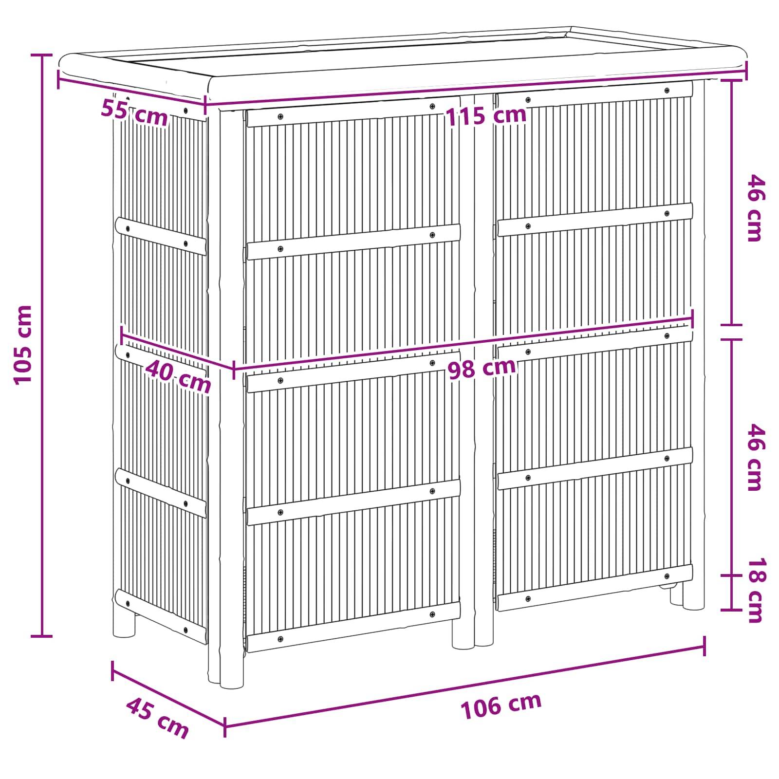 vidaXL Outdoor Bartisch Natur 115 x 55 x 105 cm Bambus