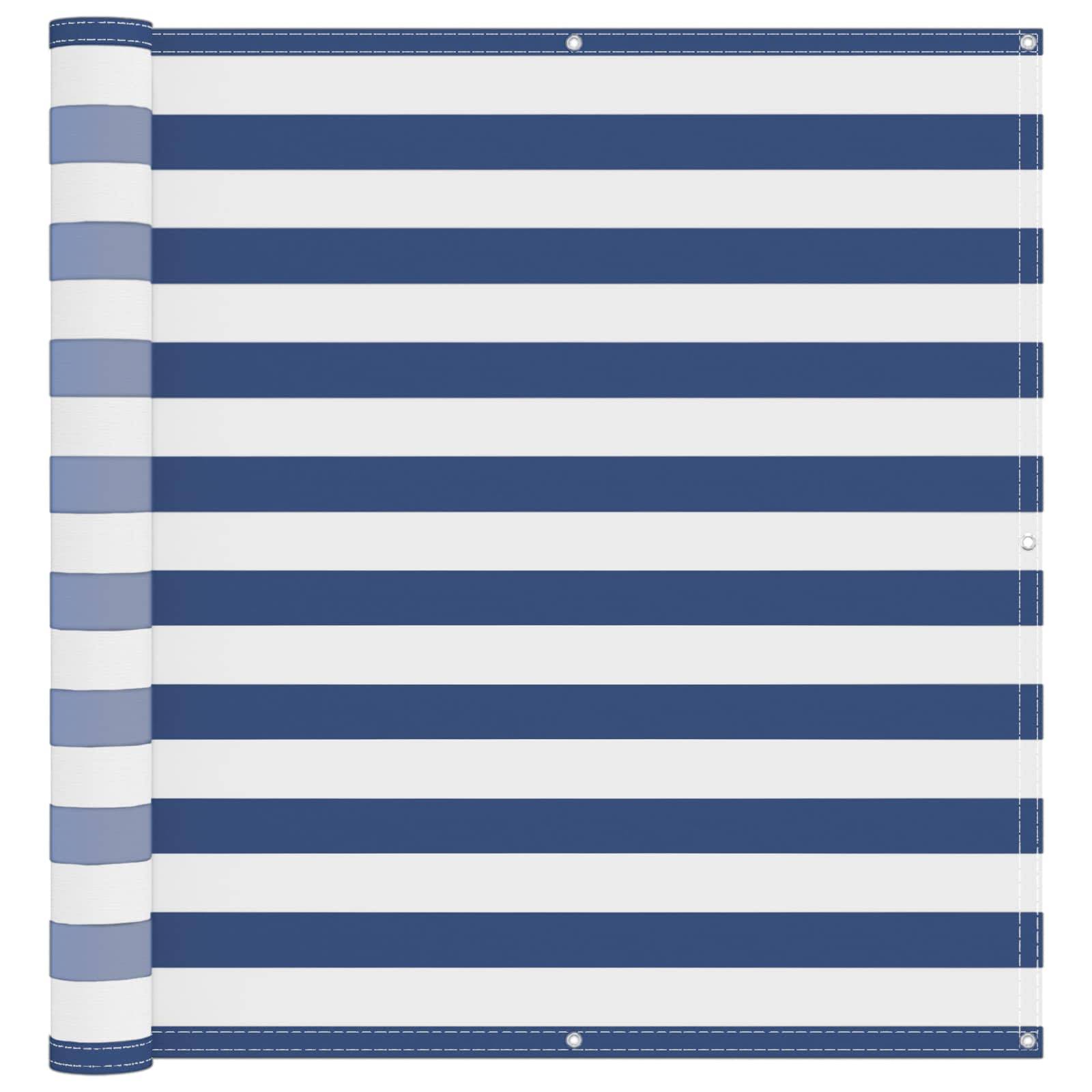 vidaXL Balkonsichtschutz Blau und Weiß 110 x 600 cm Oxford-Stoff