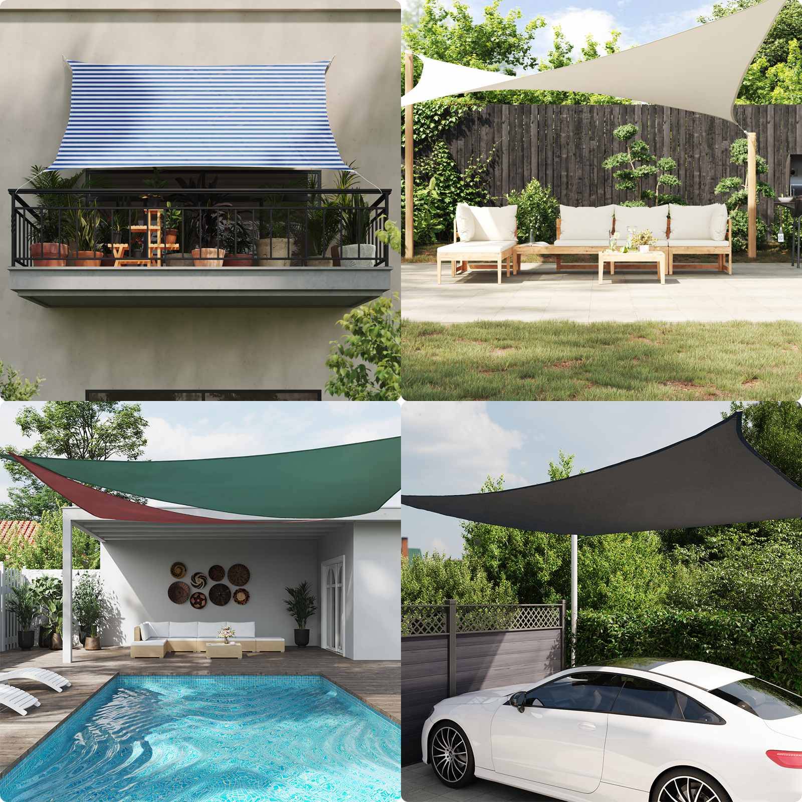 vidaXL Sonnensegel Blau und Weiß 4 x 4 m 100 % Polyester Oxford