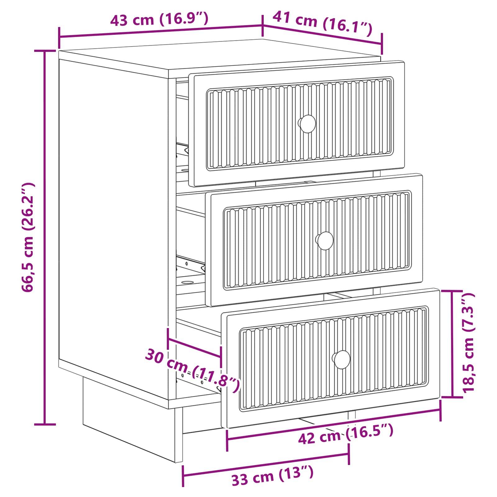 vidaXL Nachttisch mit Schubladen Weiß 43 x 41 x 66,5 cm Holzwerkstoff