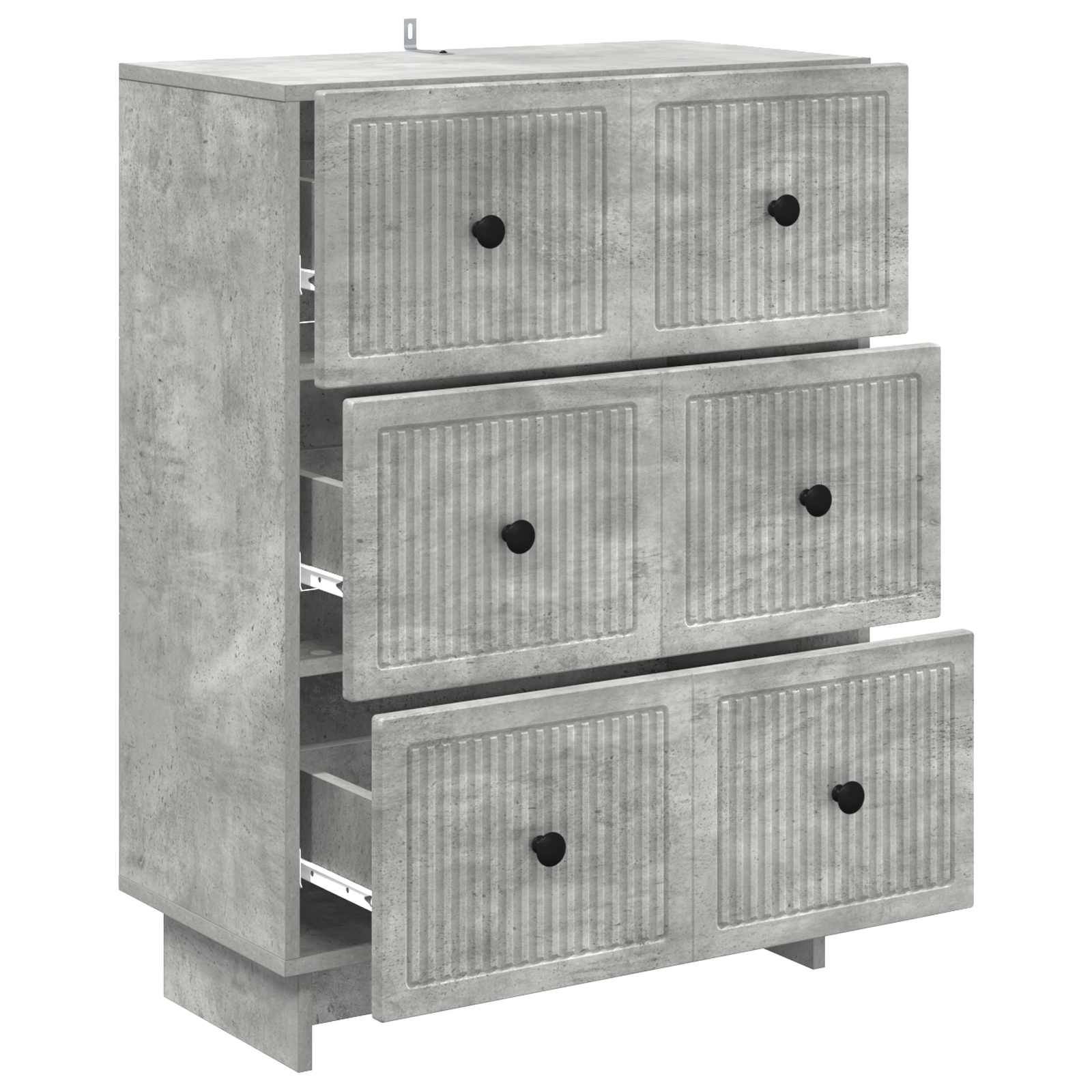 vidaXL Schubladenschrank Betongrau 66 x 34,5 x 90 cm Holzwerkstoff